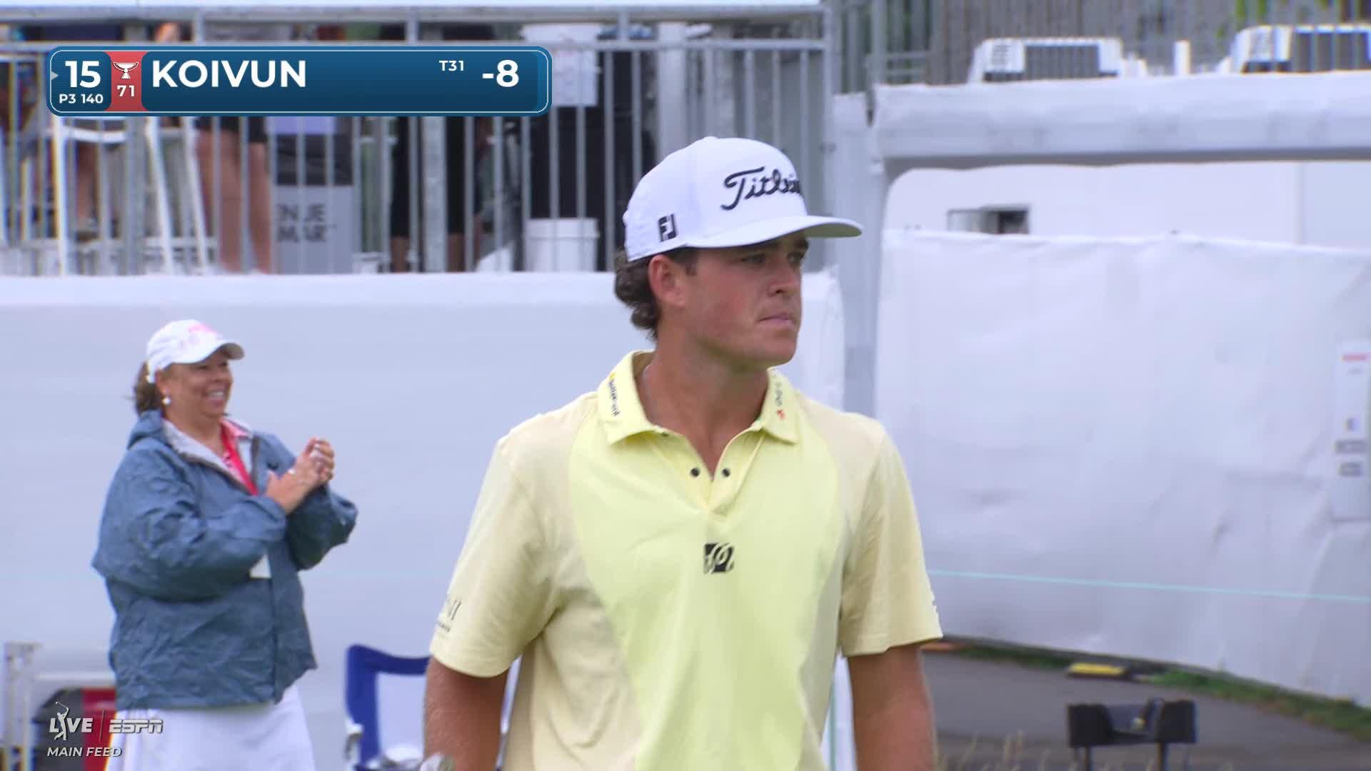 Jackson Koivun hits tee shot to 3 feet, sets up birdie on No. 15 at Rocket Classic