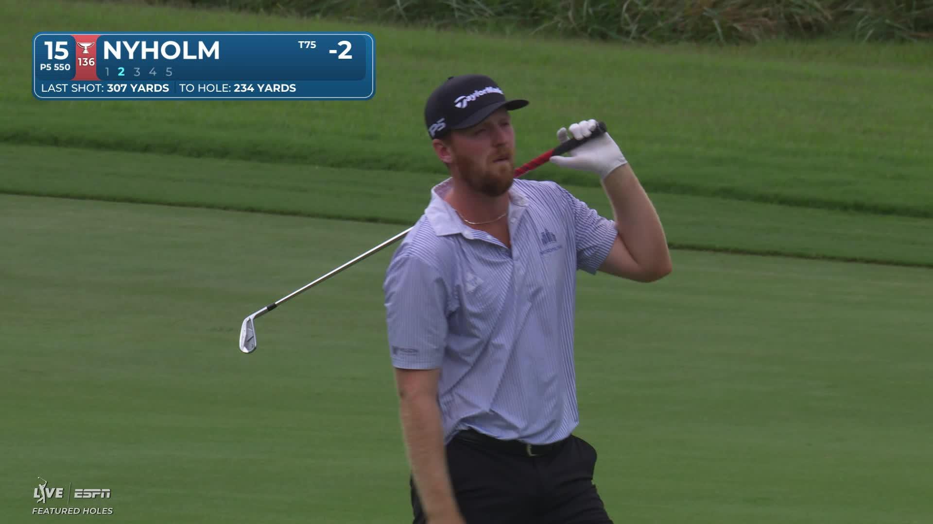 Pontus Nyholm reaches par-5 No. 15 in two, makes birdie at Wyndham