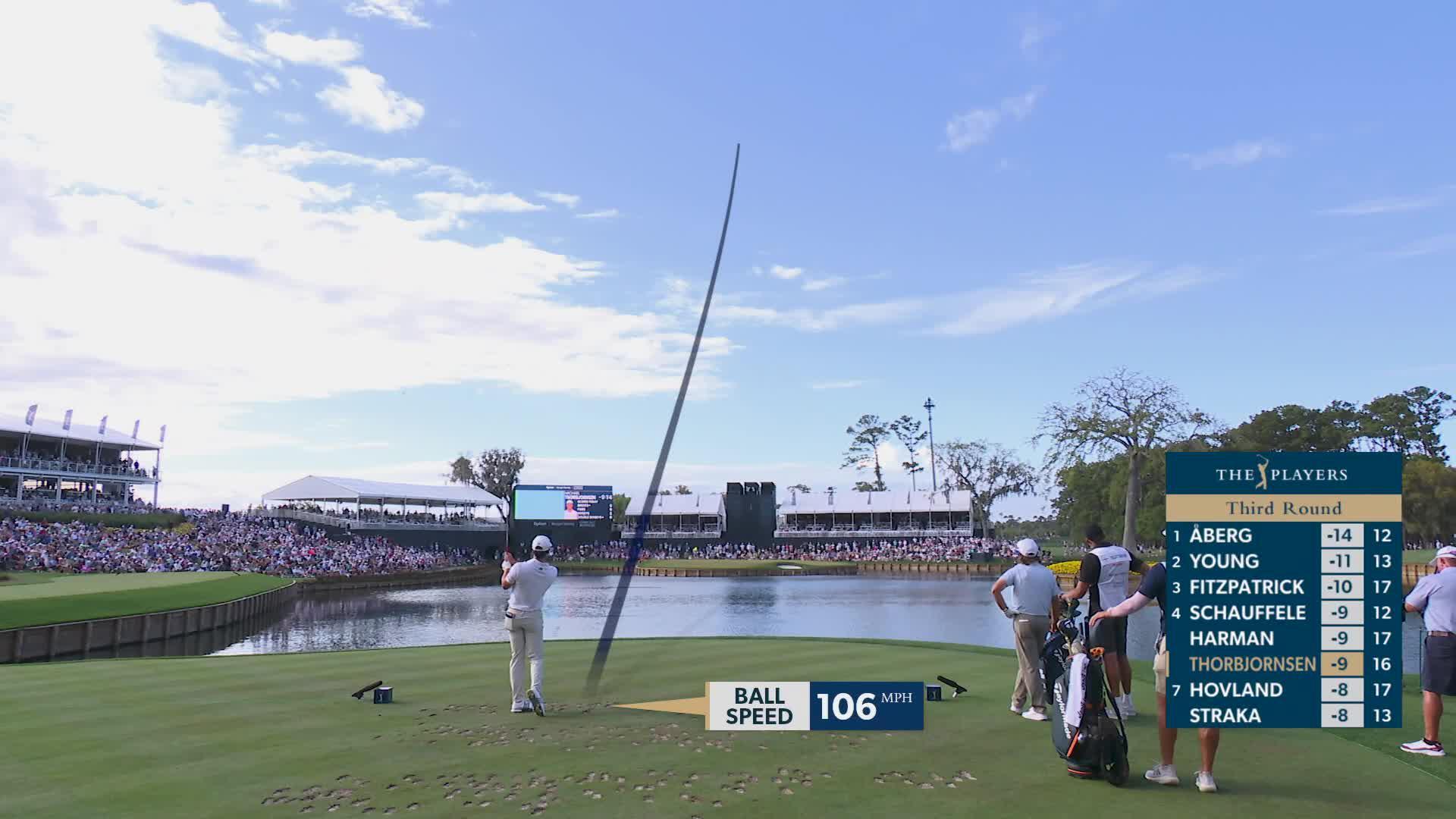 Michael Thorbjornsen hits 128-yard tee shot to 9 feet, sets up birdie on No. 17 at THE PLAYERS