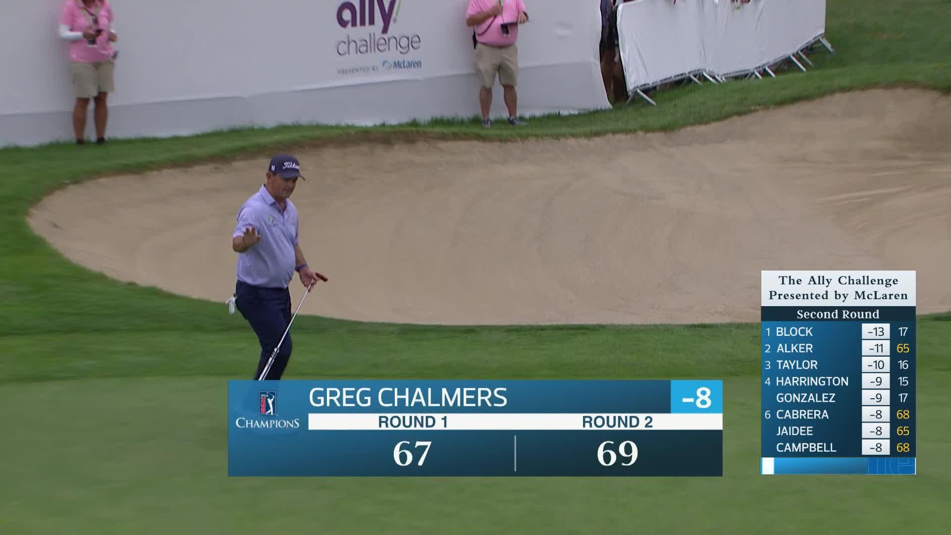 Greg Chalmers makes birdie putt on No. 18 at The Ally Challenge