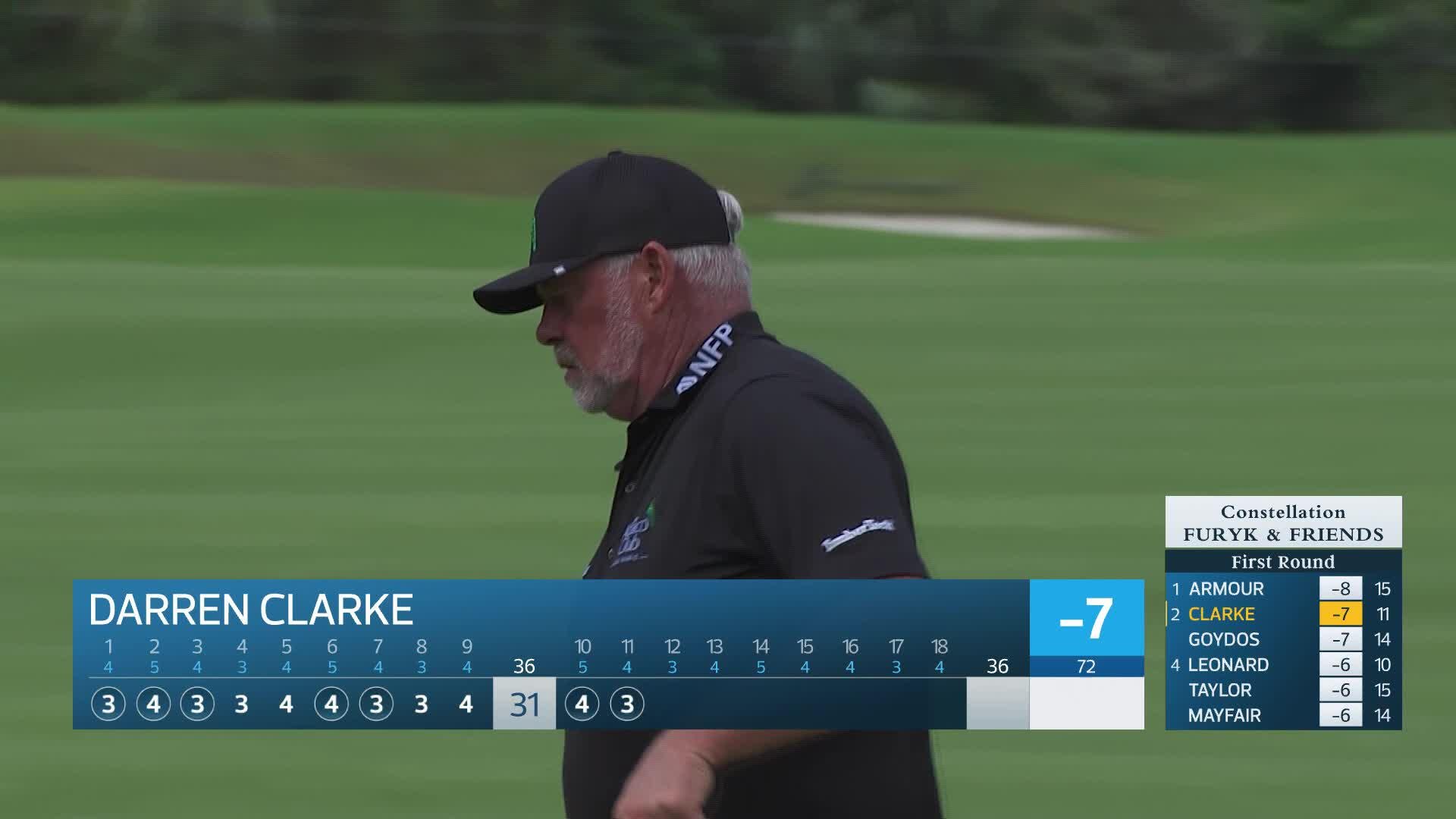 Darren Clarke makes birdie on No. 11 at Constellation FURYK & FRIENDS