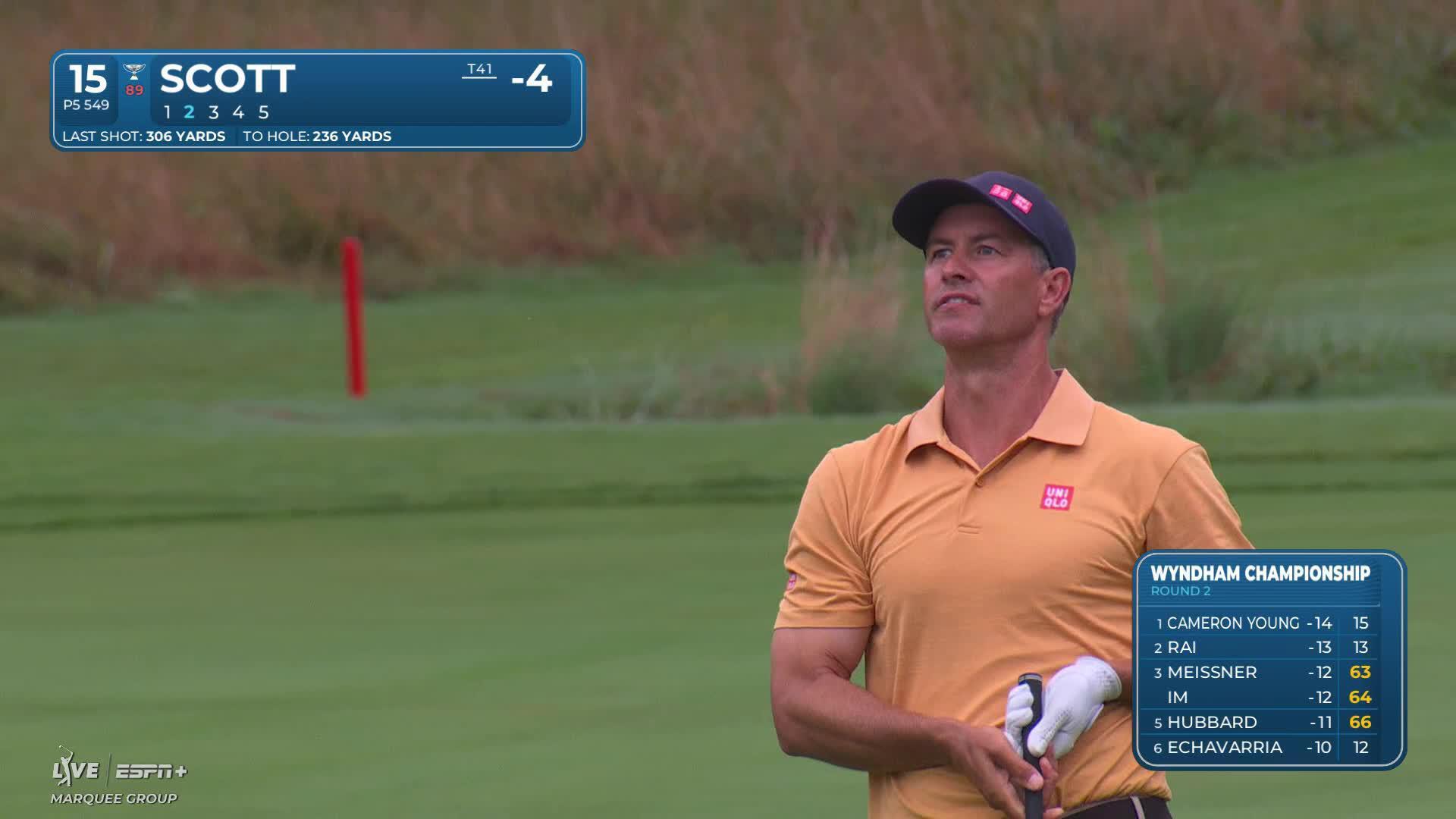 Adam Scott makes birdie on No. 15 at Wyndham