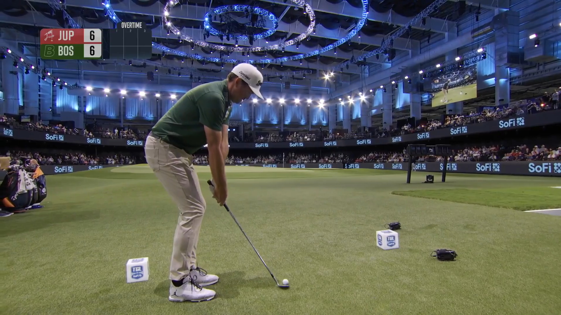 Keegan Bradley hits the pin in OT