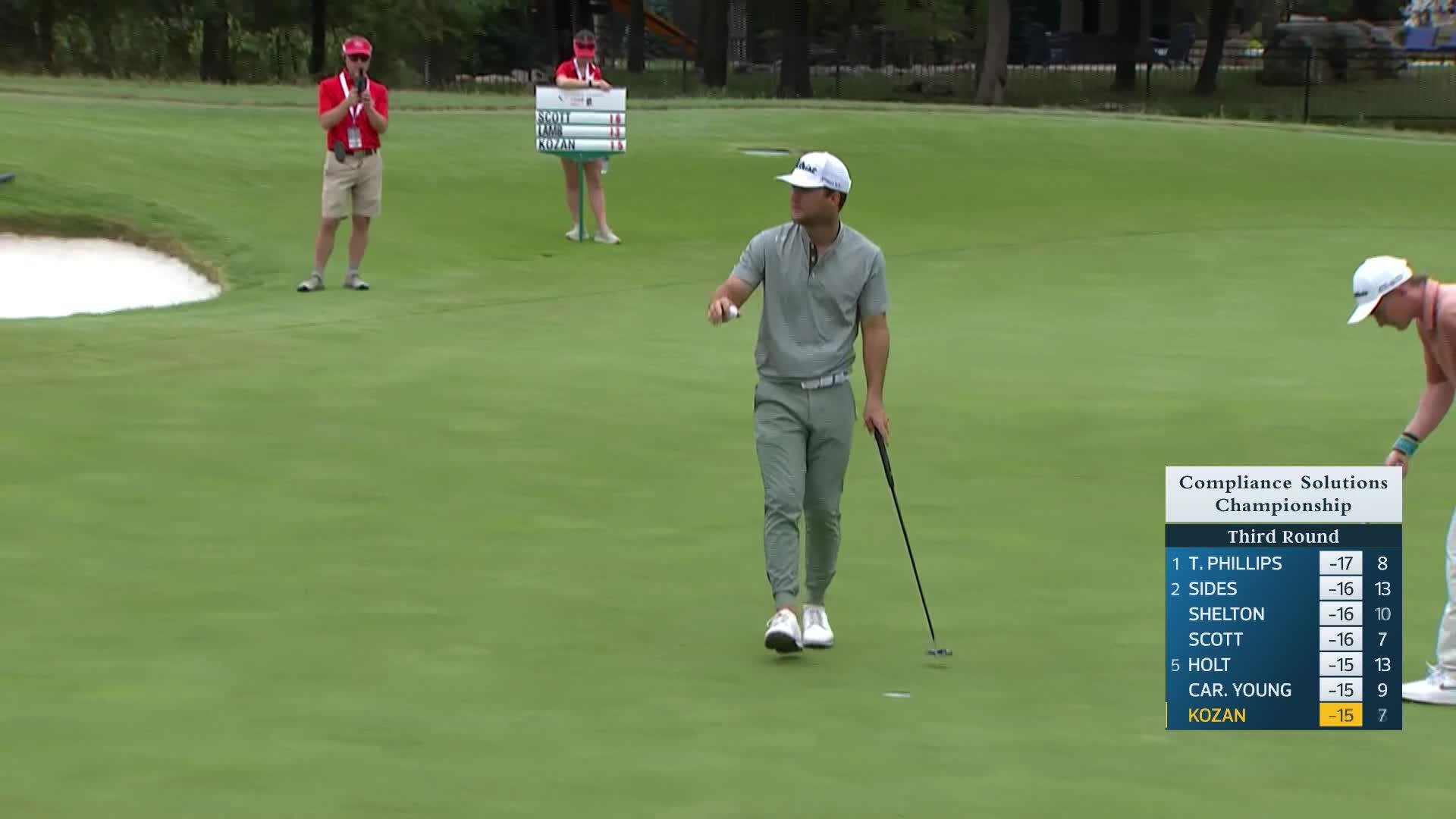Andrew Kozan makes birdie on No. 8 at Compliance Solutions