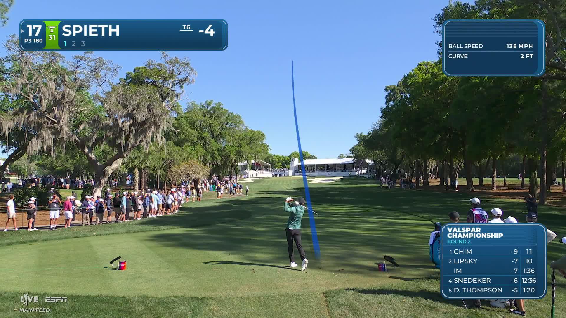 Jordan Spieth hits 177-yard drive to 9 feet, sets up birdie at Valspar