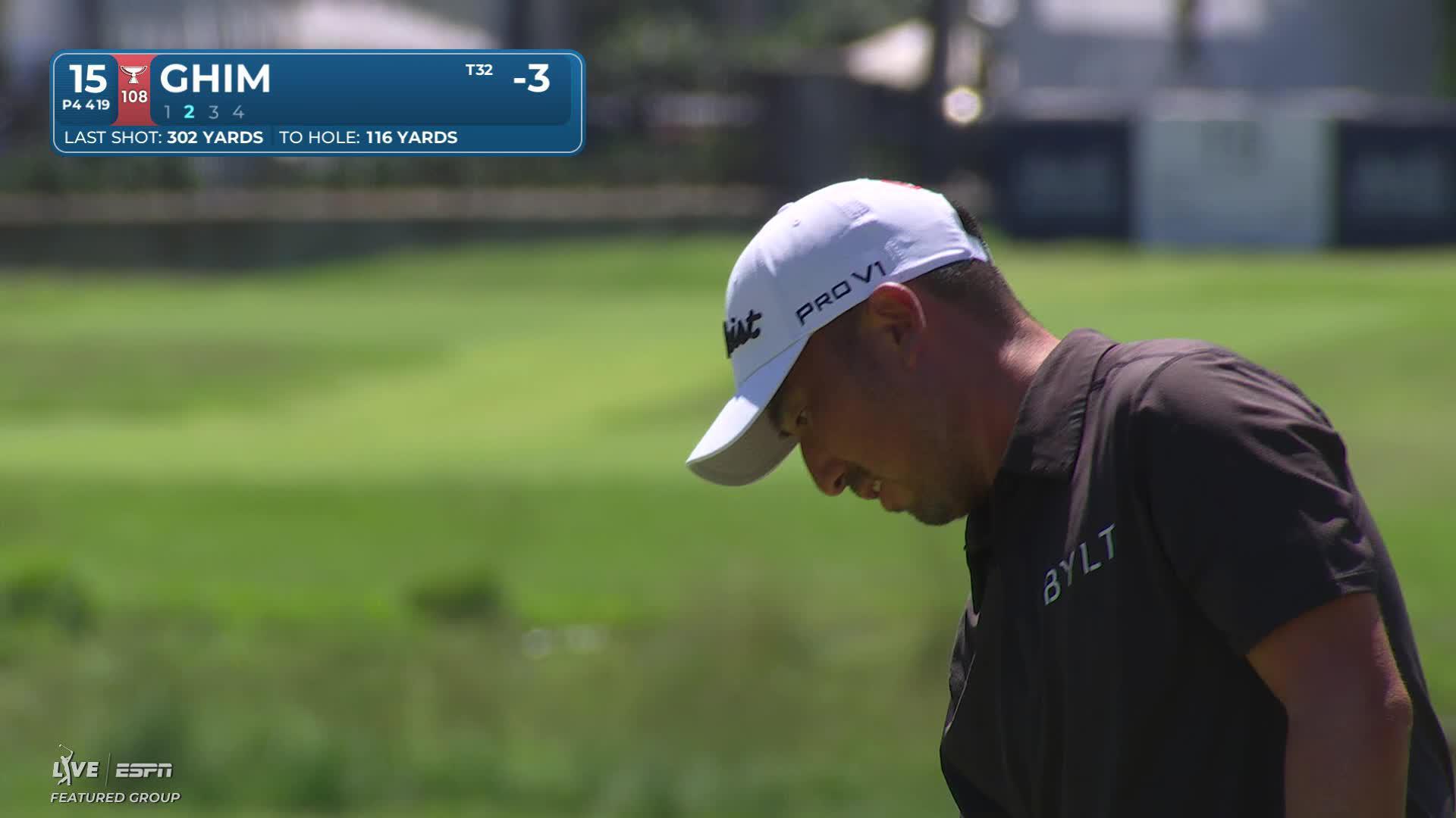 Doug Ghim's 118-yard approach sets up birdie on No. 15 at Charles Schwab