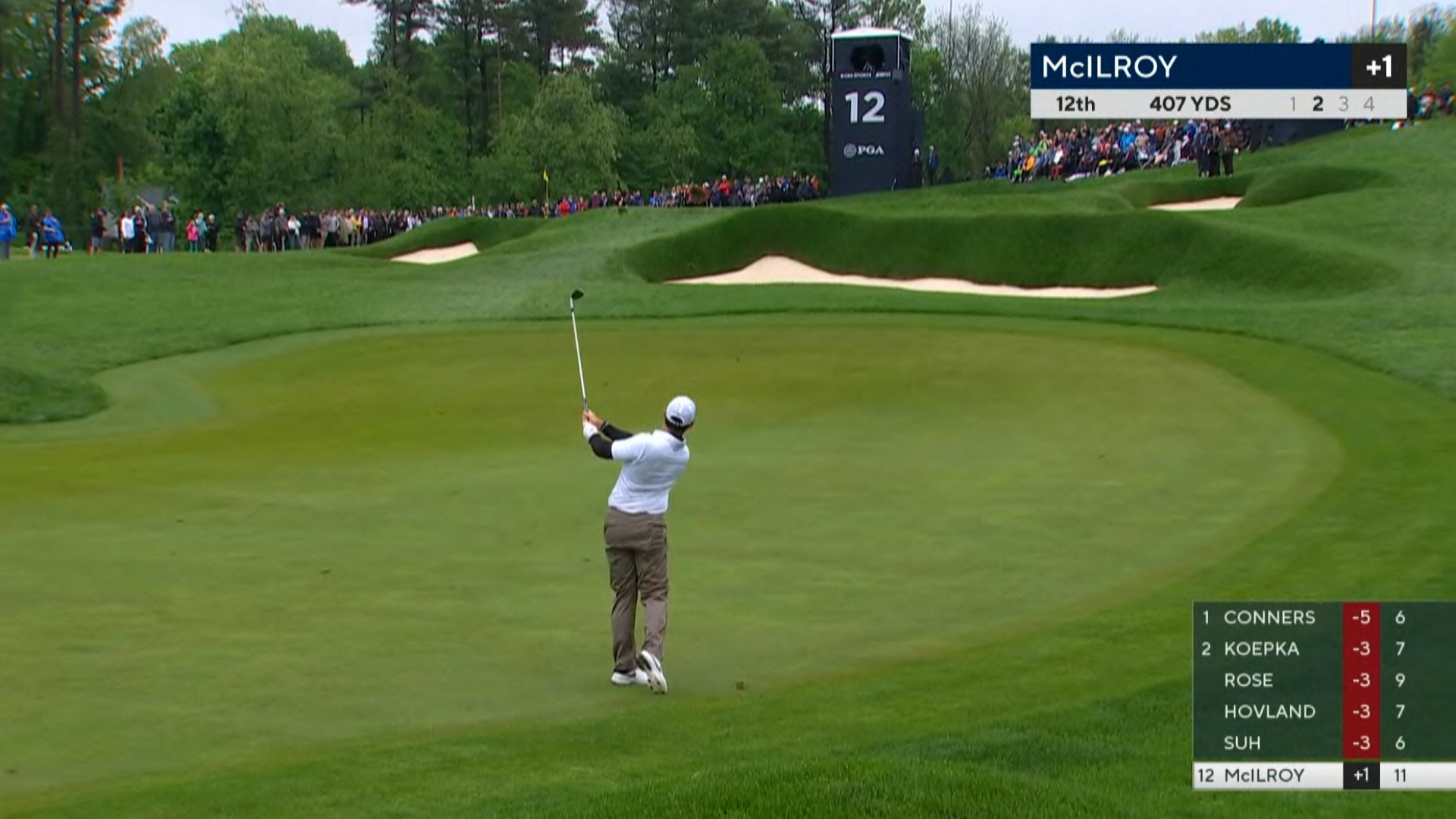 Rory McIlroy spins approach to set up birdie at the PGA Championship