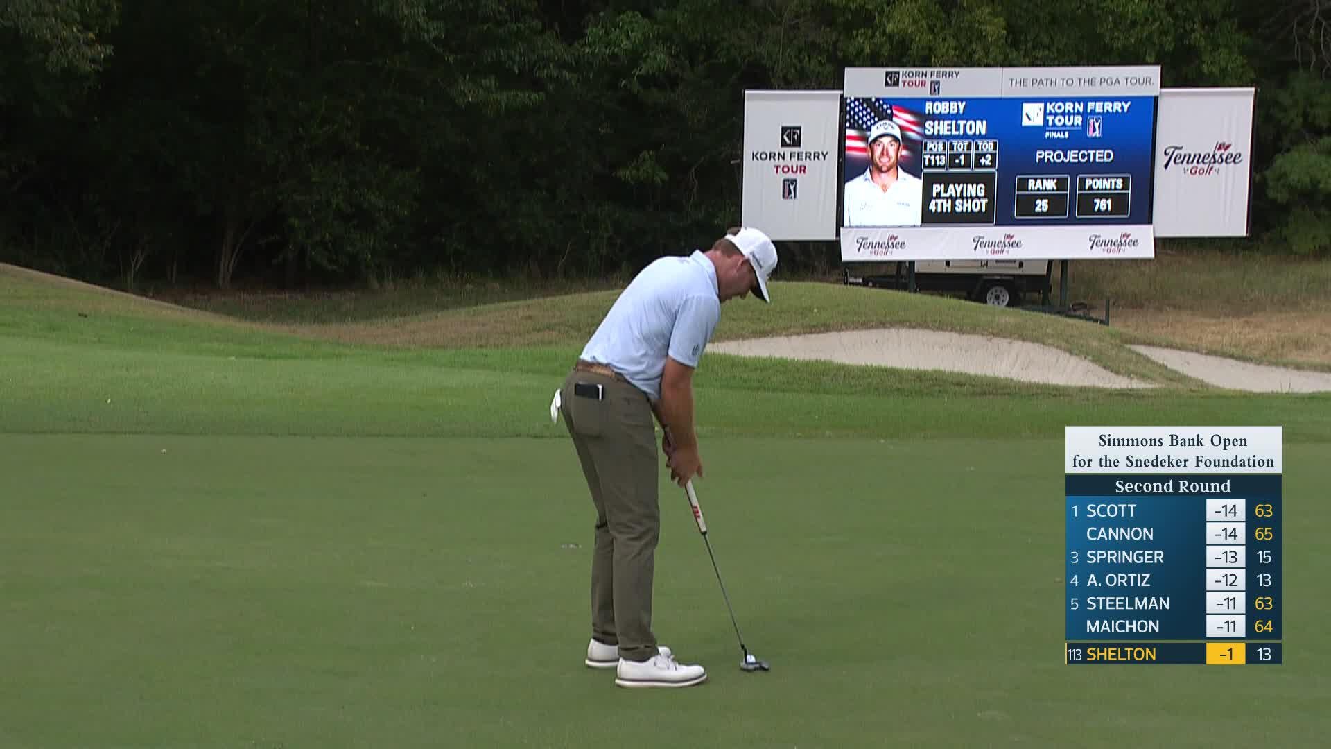 Robby Shelton makes birdie on No. 14 at Simmons Bank Open