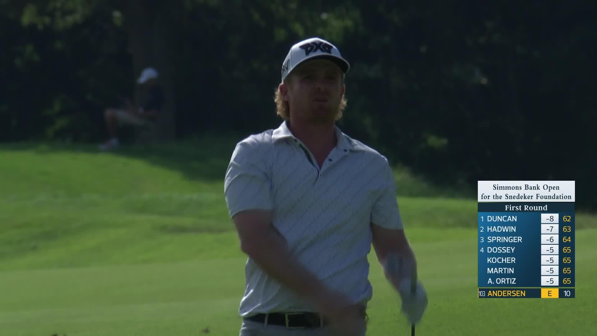 Mason Andersen makes birdie on No. 11 at Simmons Bank Open