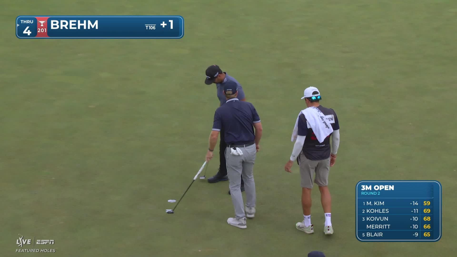 Ryan Brehm sinks 16-foot birdie putt on No. 13 at 3M Open