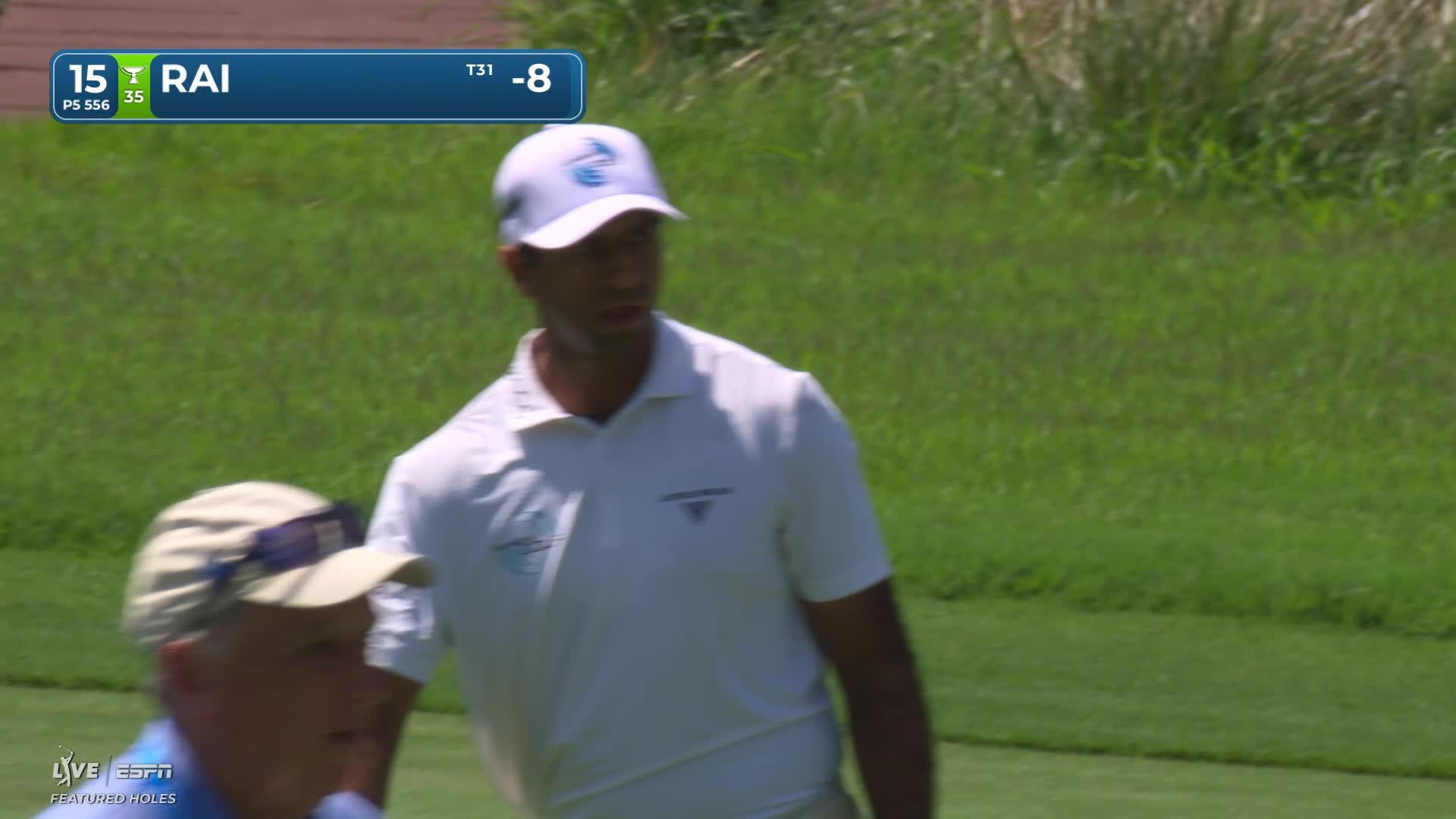 Aaron Rai makes 2-foot birdie putt on No. 15 at Wyndham