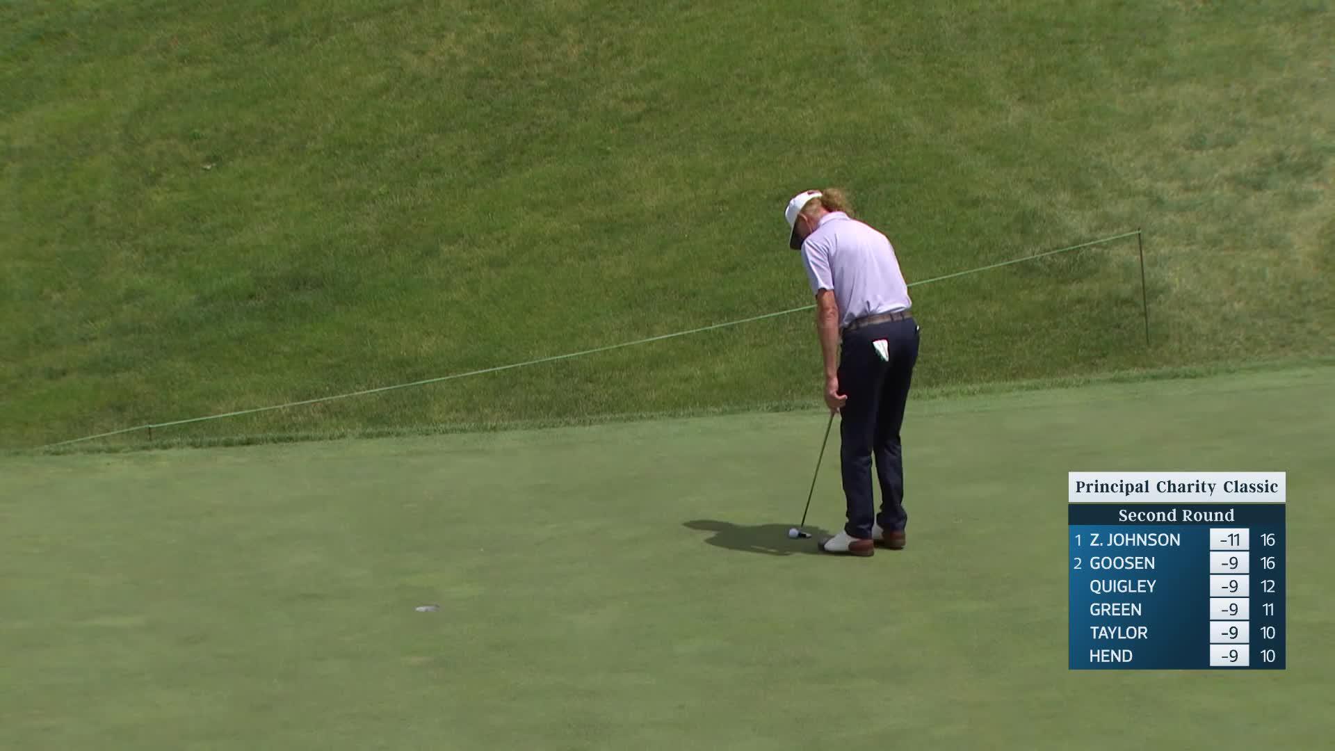 Miguel Angel Jiménez makes birdie on No. 11 at Principal Charity Classic