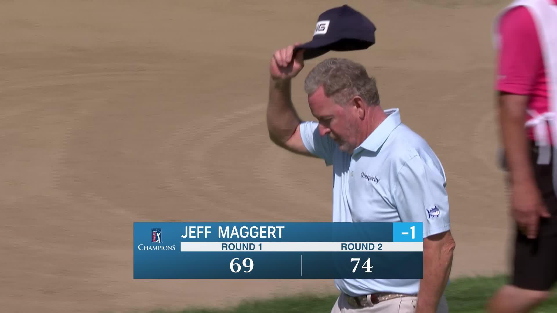 Jeff Maggert makes birdie putt on No. 18 at The Ally Challenge