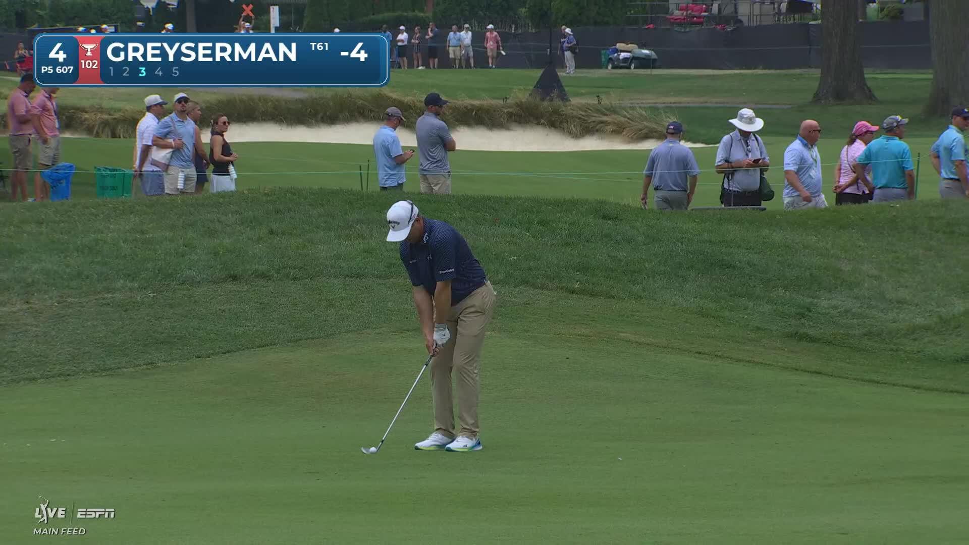 Max Greyserman sinks 8-foot birdie putt on No. 4 at Rocket Classic