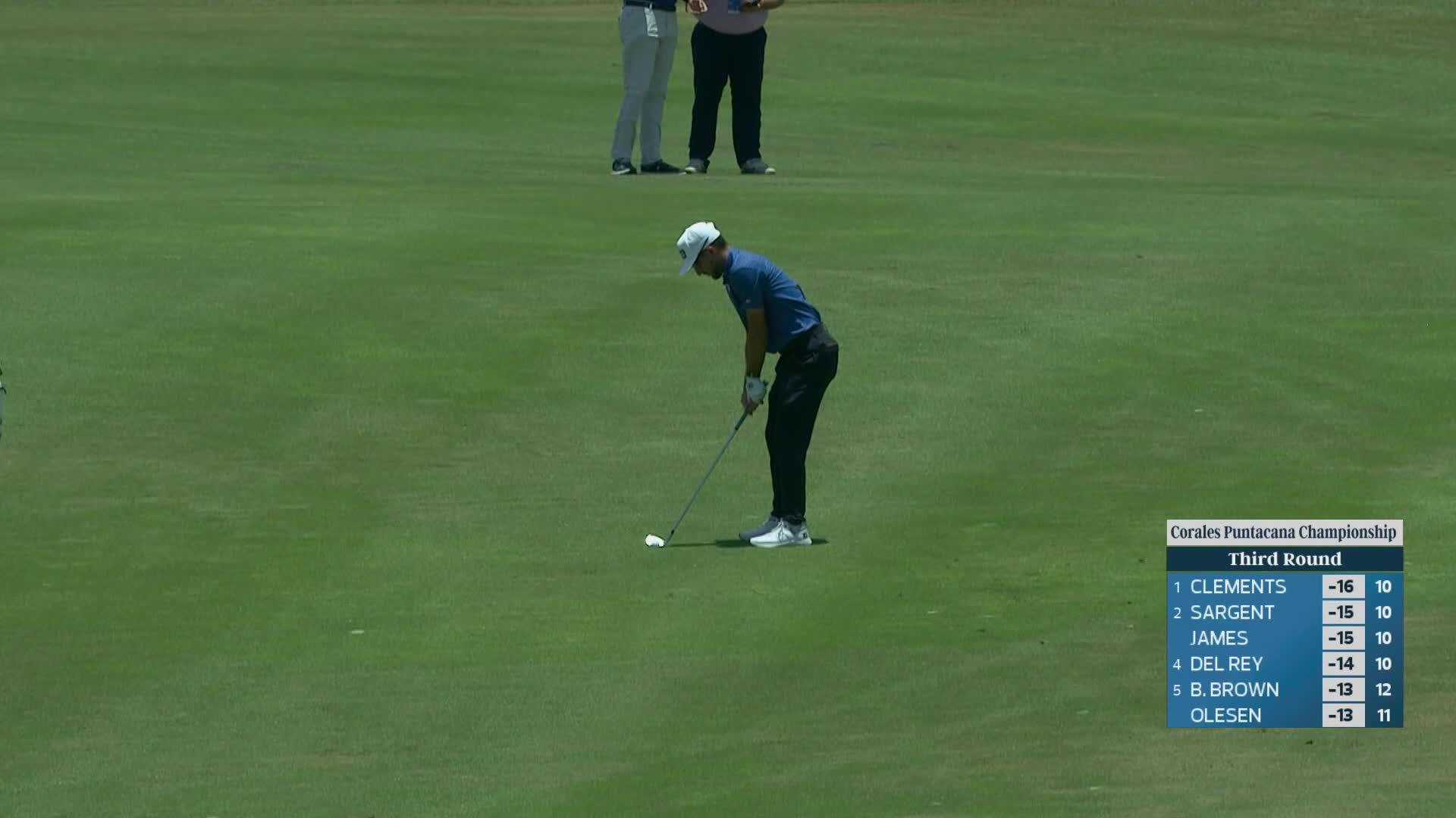 Davis Bryant gets up-and-down from 146 yards for birdie on No. 18 at Corales Puntacana