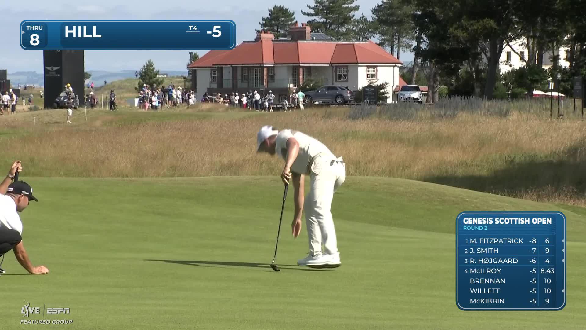 Calum Hill drains 20-foot birdie putt on No. 17 at Genesis Scottish Open