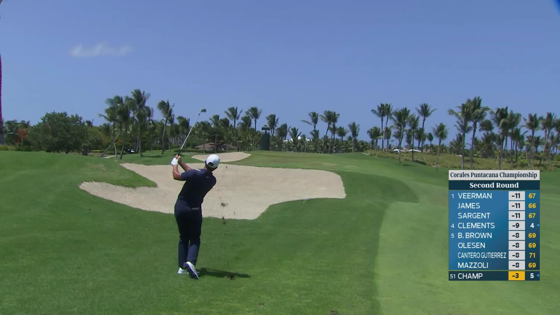 Cameron Champ's 151-yard approach sets up birdie on No. 15 at Corales Puntacana
