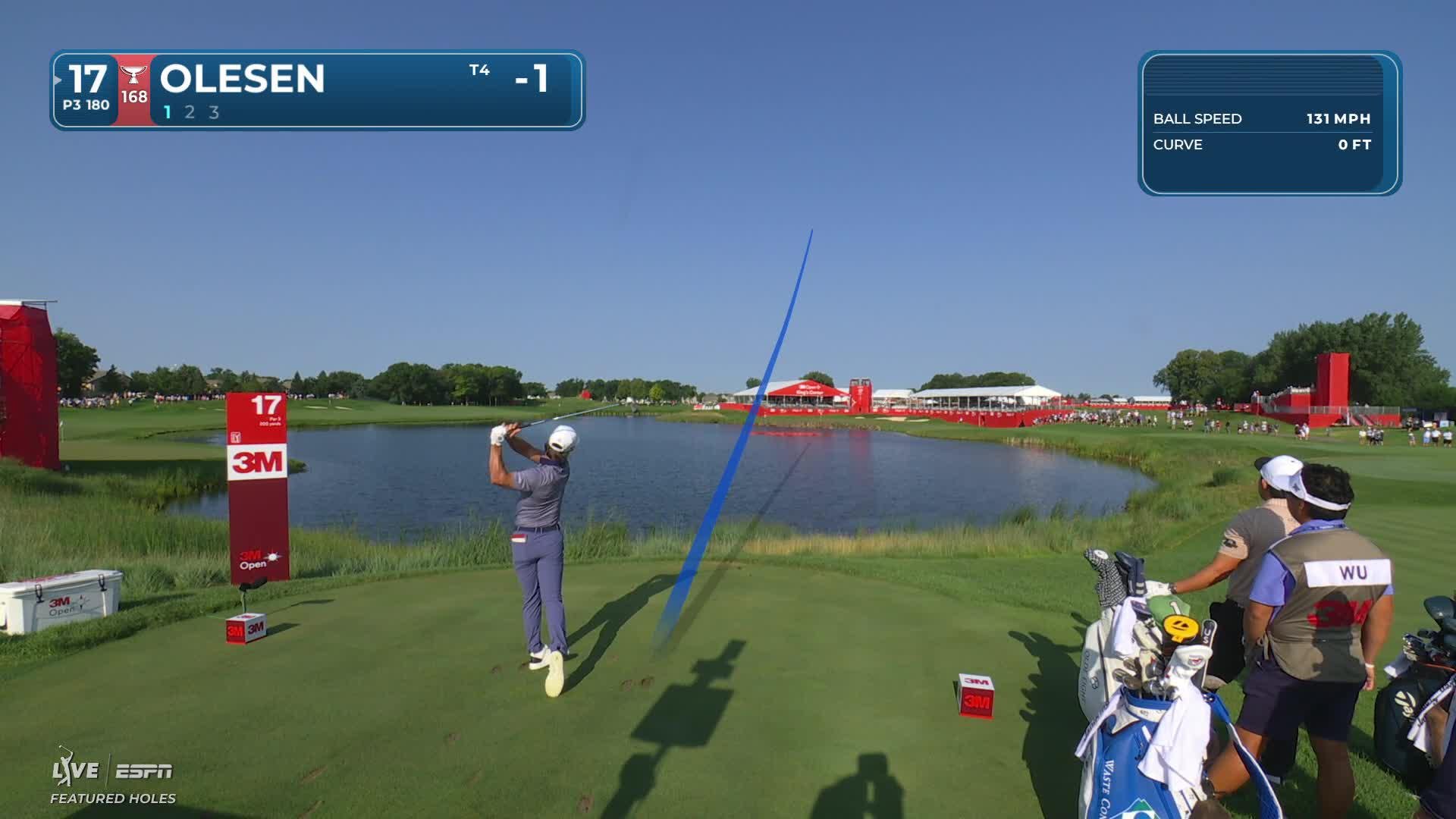 Thorbjørn Olesen sinks 17-foot birdie putt on No. 17 at 3M Open