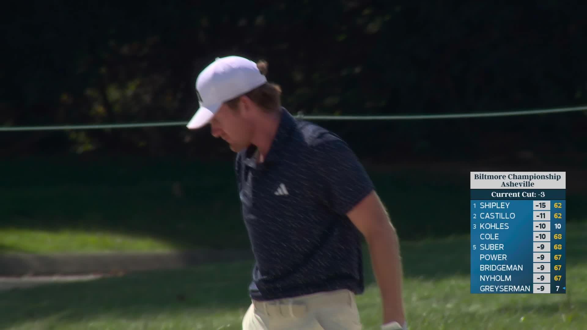Nick Dunlap gets up-and-down from 107 yards for birdie on No. 12 at Biltmore Championship