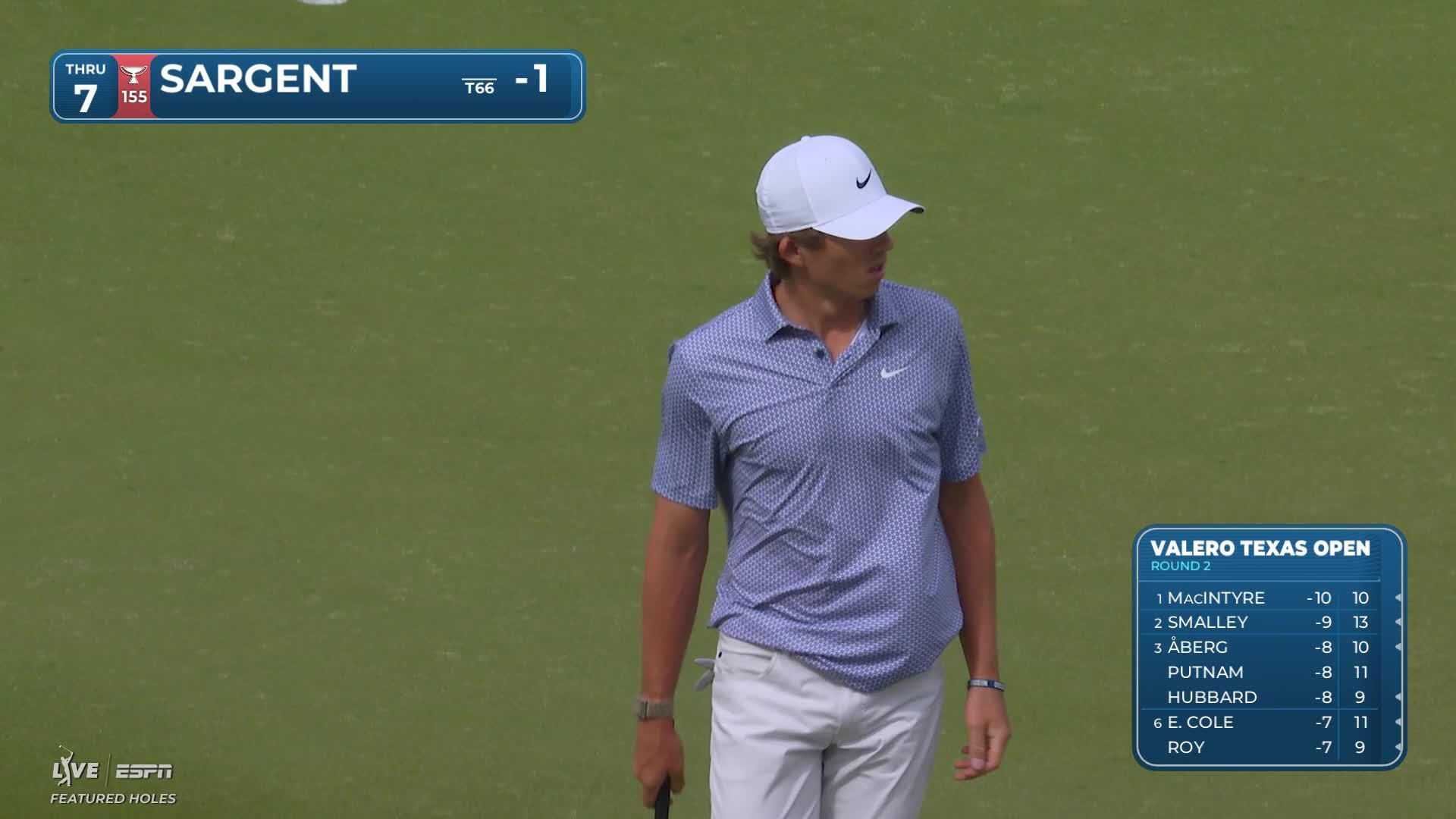 Gordon Sargent makes 7-foot birdie putt on No. 7 at Valero