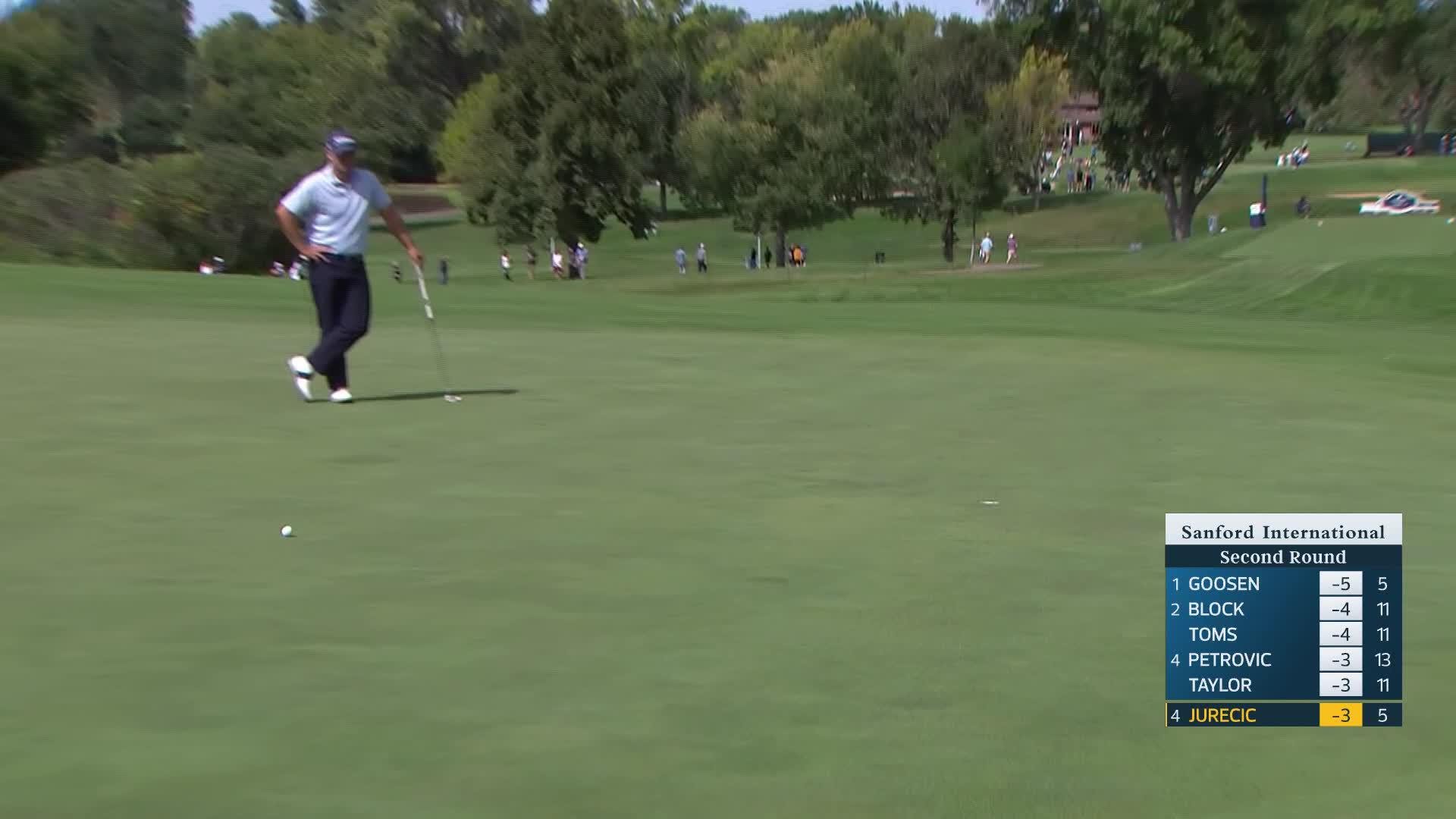 Jay Jurecic makes birdie putt on No. 6 at Sanford International