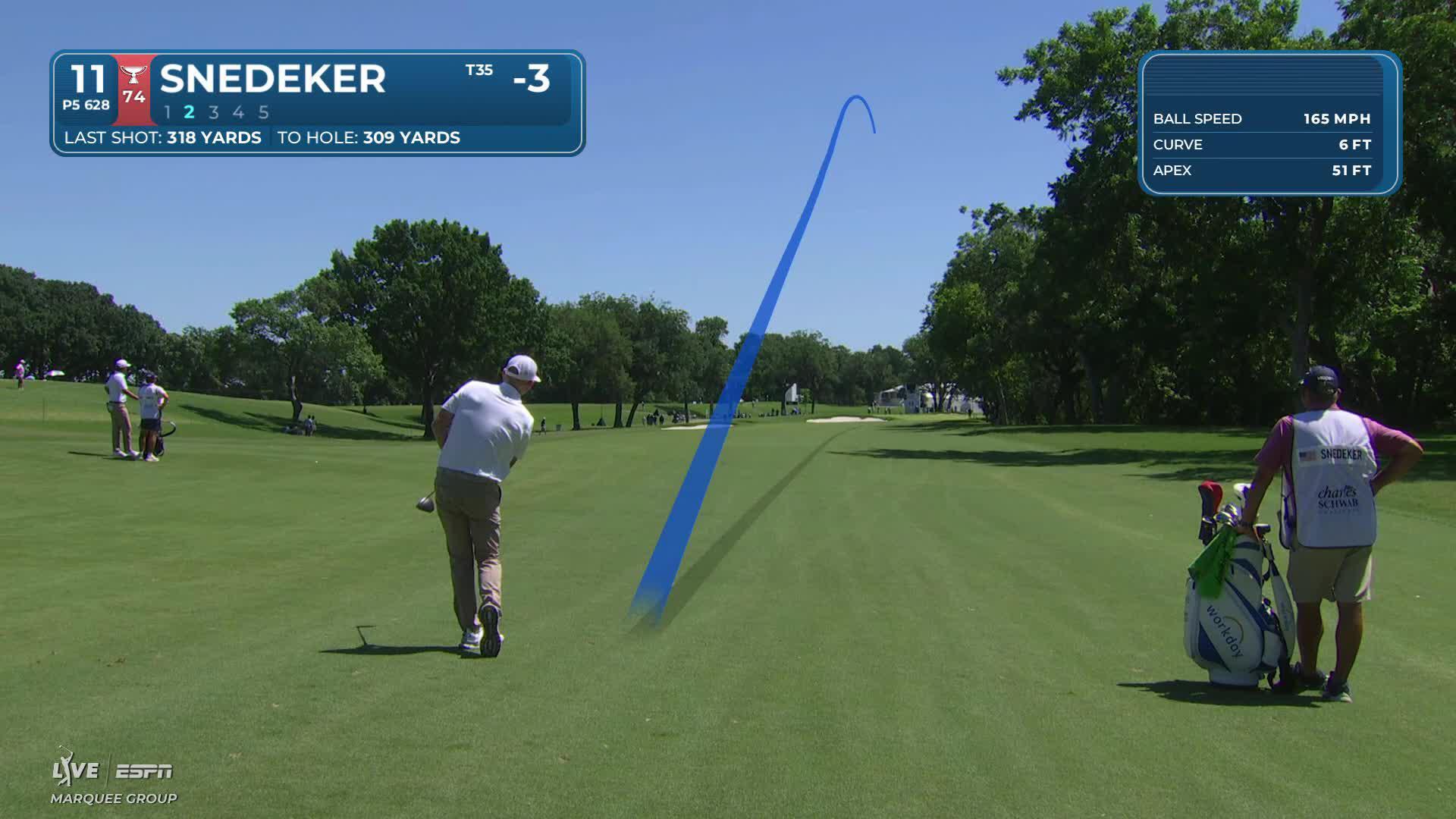 Brandt Snedeker gets up-and-down from 87 yards for birdie on No. 11 at Charles Schwab