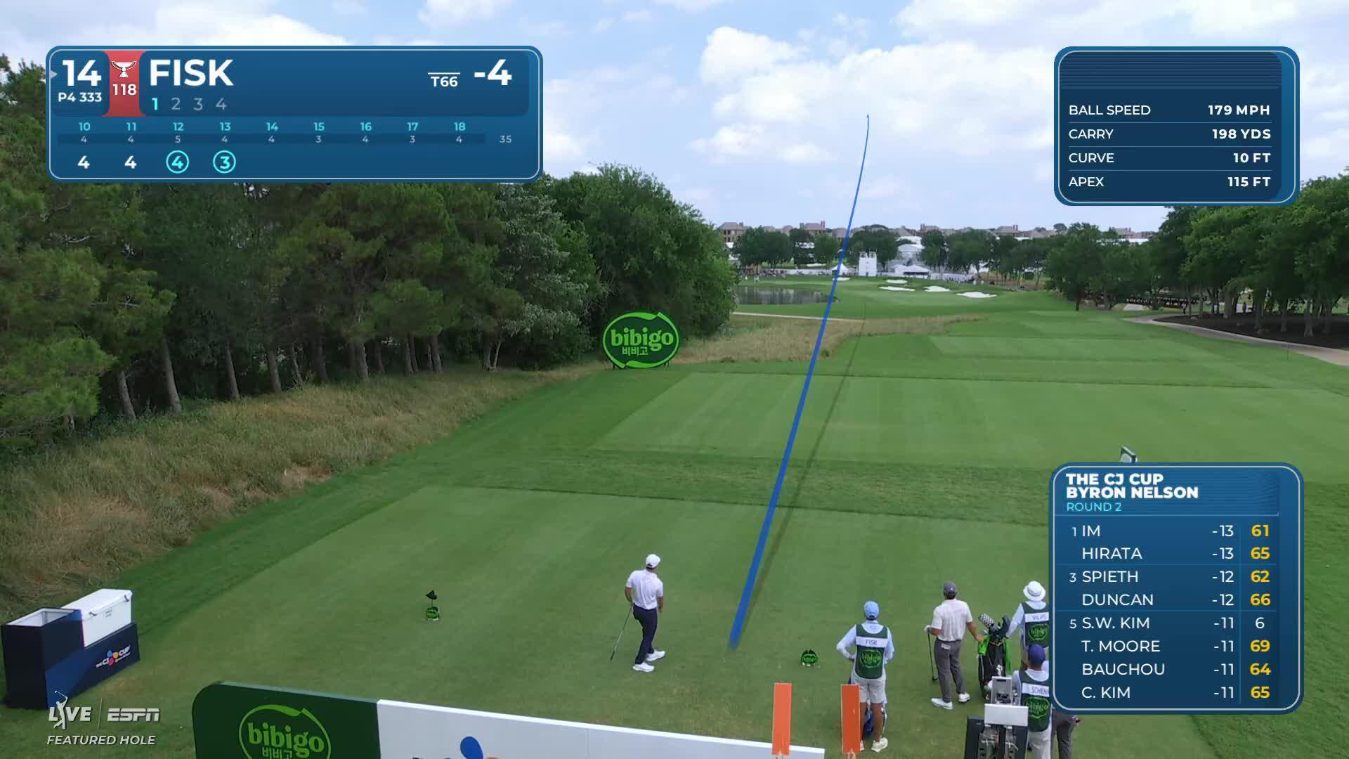 Steven Fisk hits drive to 49 feet, sets up birdie on No. 14 at THE CJ CUP