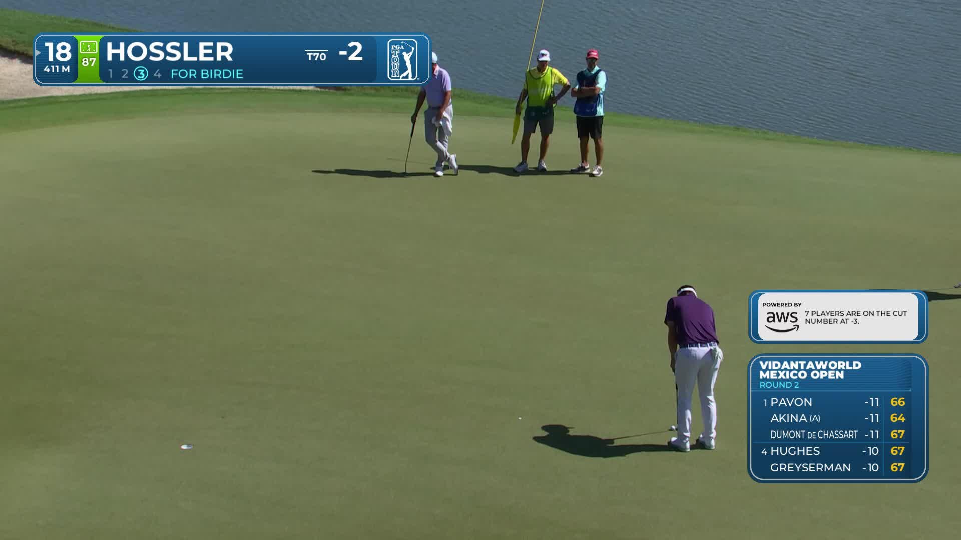 Beau Hossler sinks 9-foot putt for birdie on No. 18 at Mexico Open