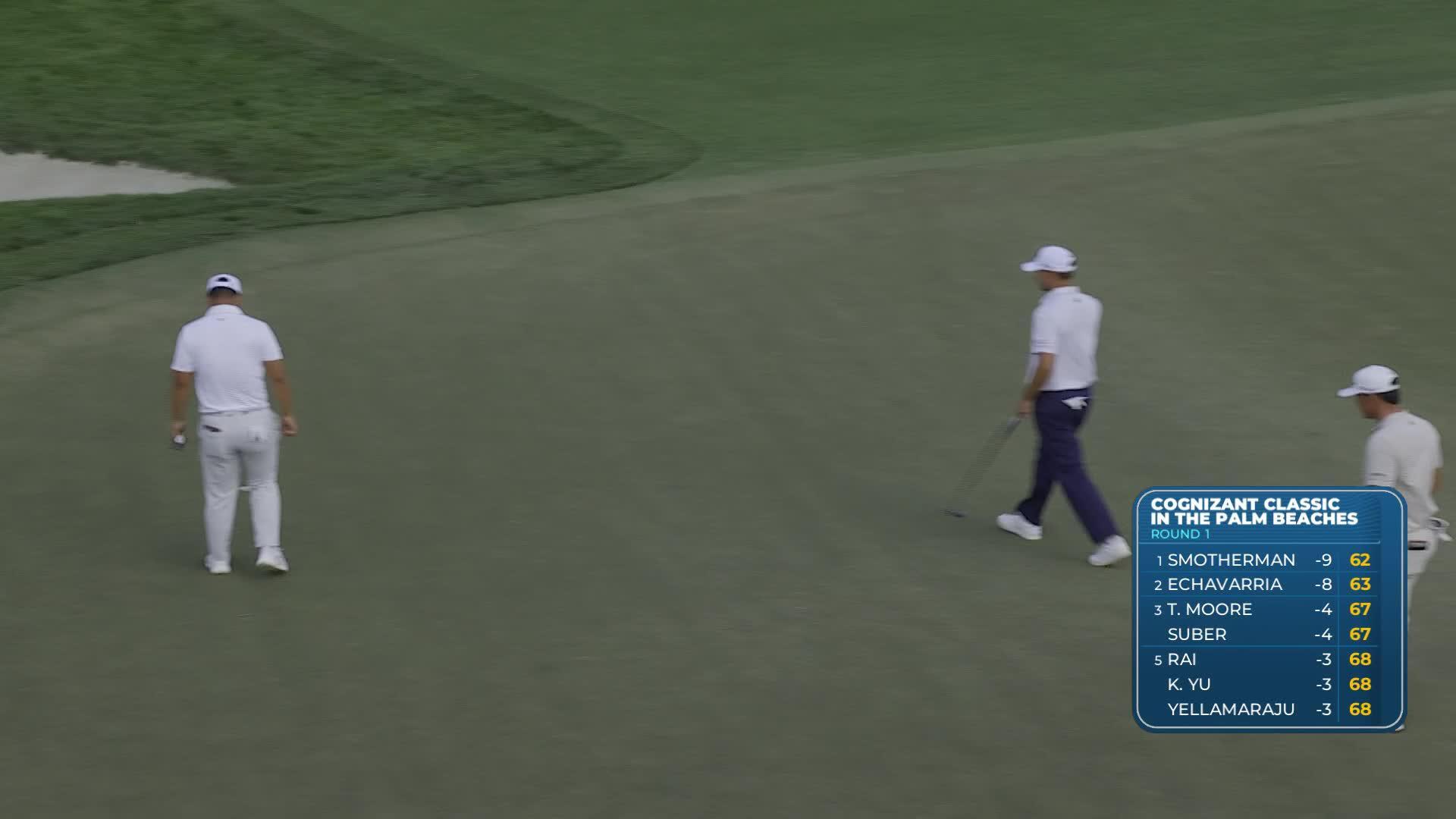 Rasmus Højgaard sinks 23-foot eagle putt on No. 10 at Cognizant Classic