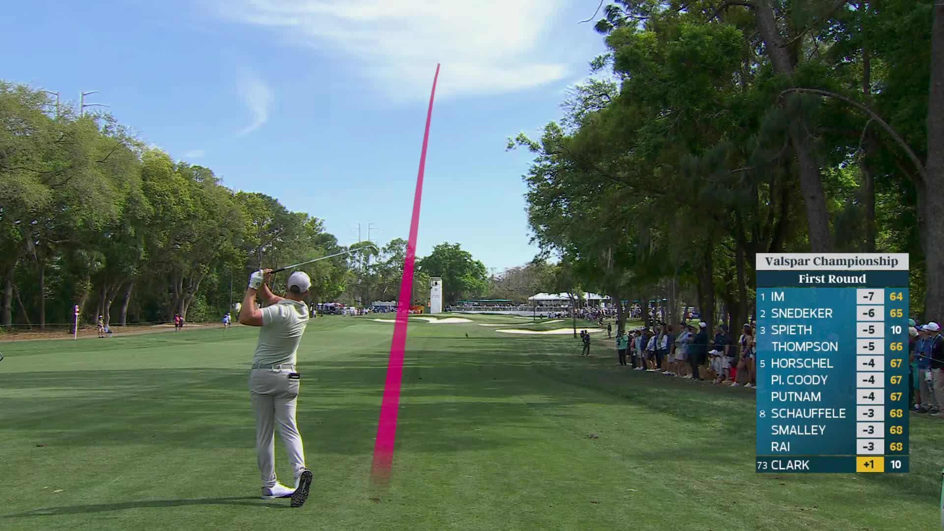 Wyndham Clark hits 231-yard approach to 8 feet, sets up eagle on No. 11 at Valspar