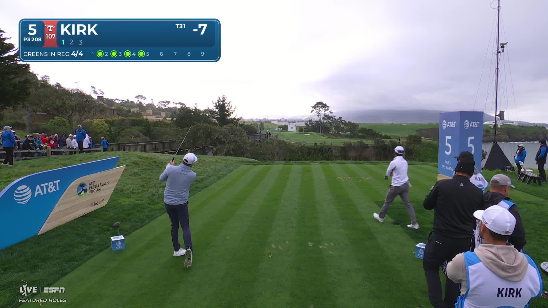 Chris Kirk hits 208-yard approach to 9 feet, sets up birdie on No. 5 at AT&T Pebble Beach
