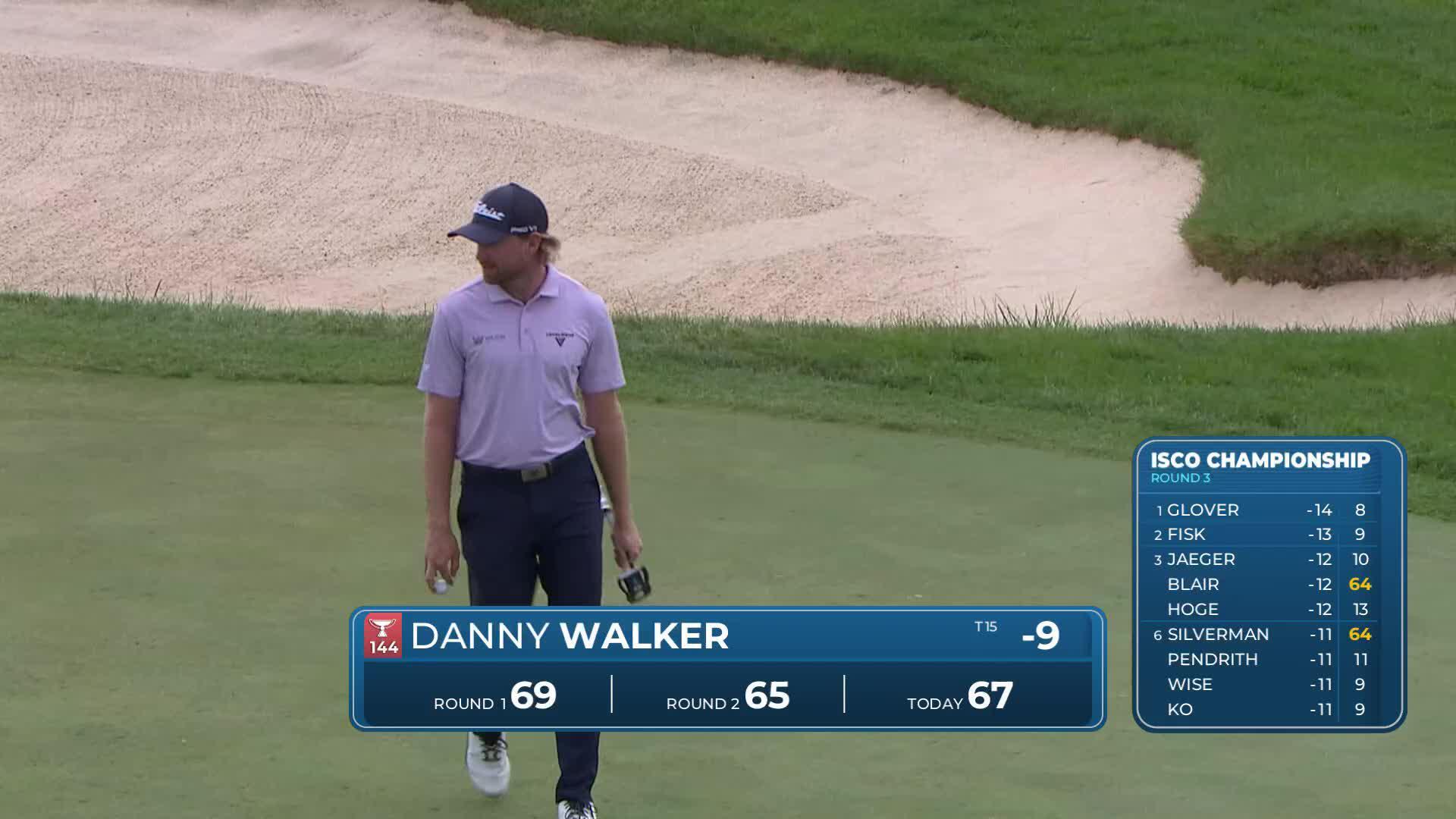 Danny Walker sinks 22-foot birdie putt on No. 18 at ISCO Championship