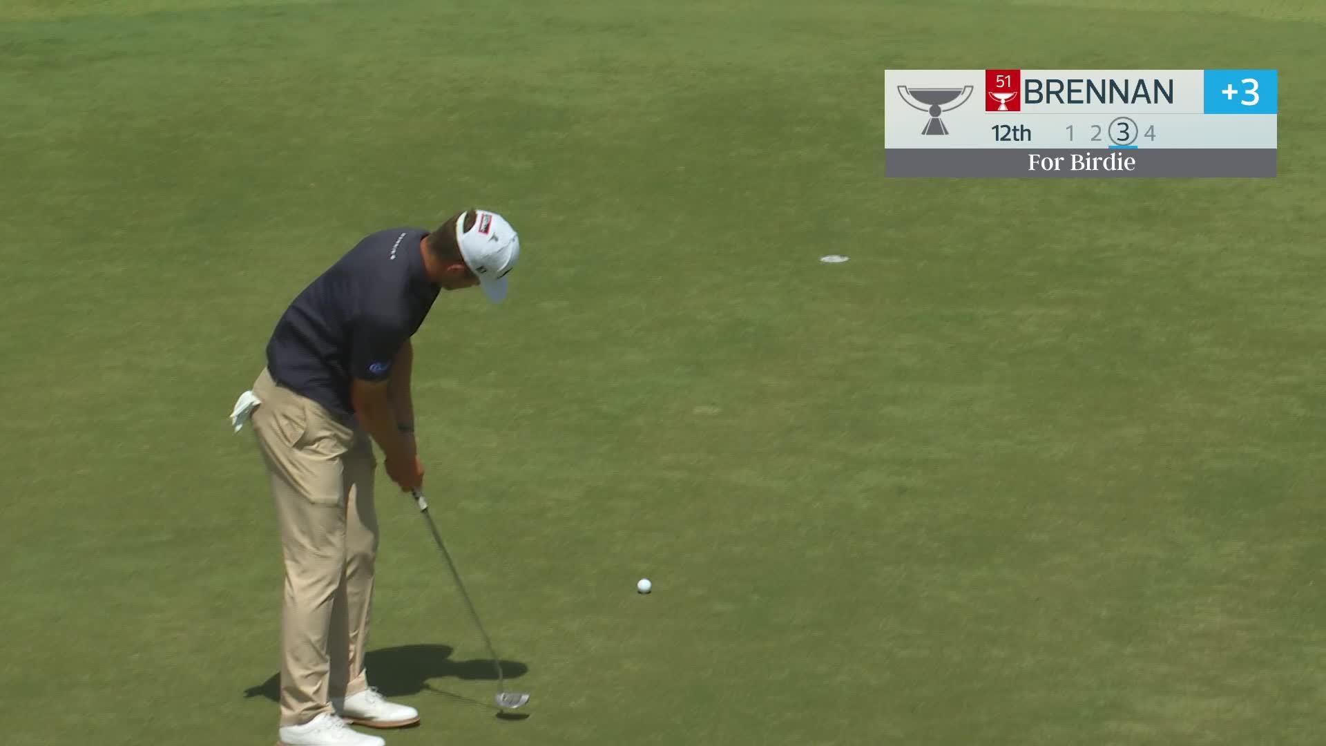 Michael Brennan sinks 20-foot birdie putt on No. 12 at FedEx St. Jude
