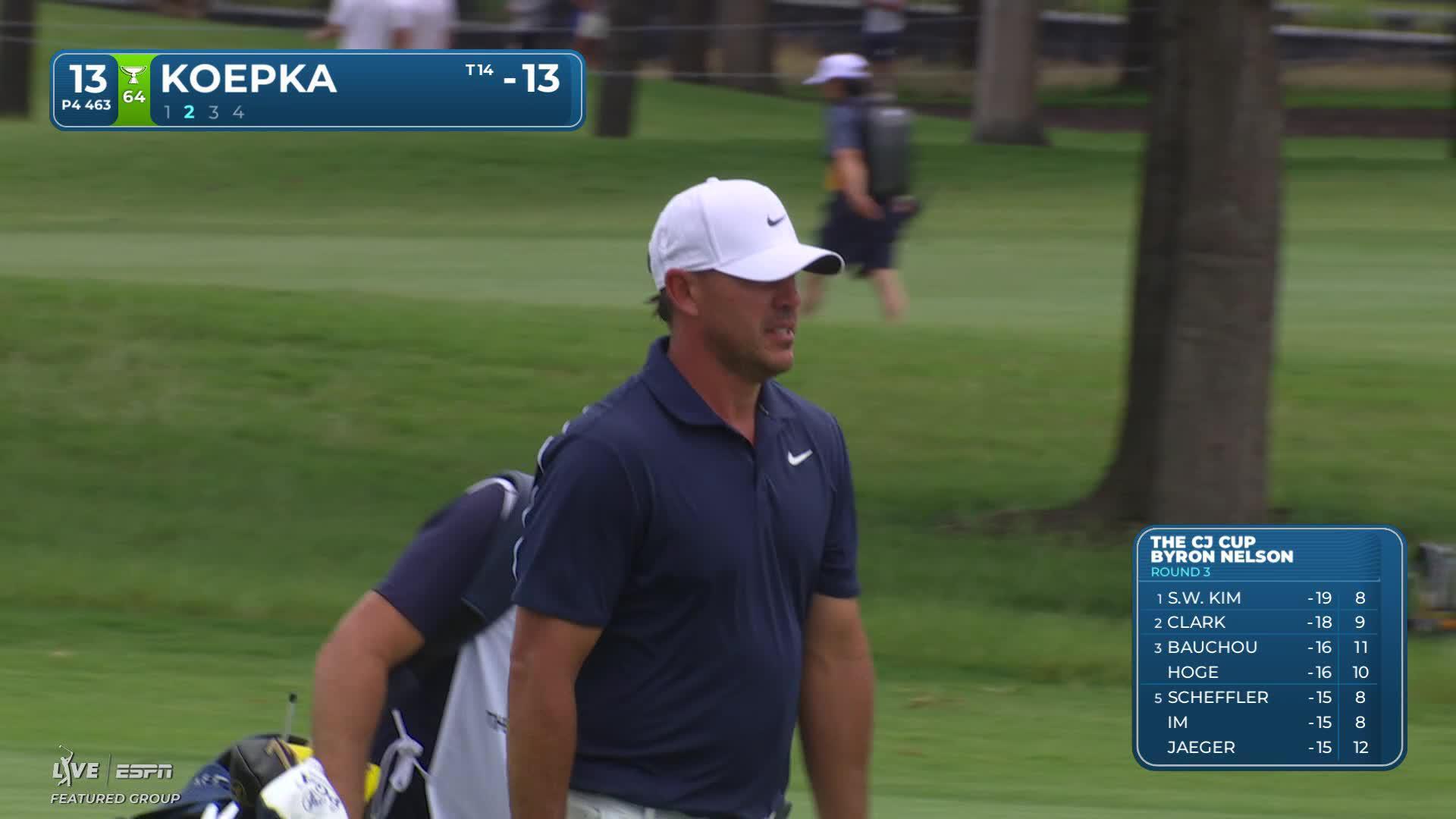 Brooks Koepka sinks 33-foot putt for birdie on No. 13 at THE CJ CUP