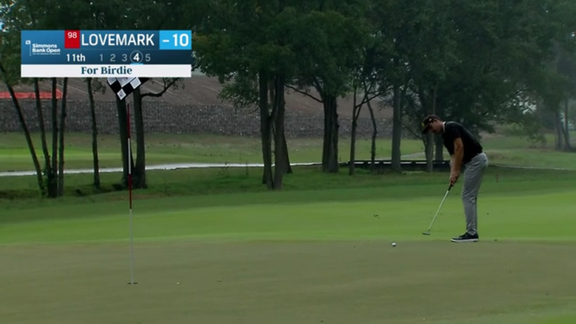 Jamie Lovemark holes birdie at Simmons Bank Open