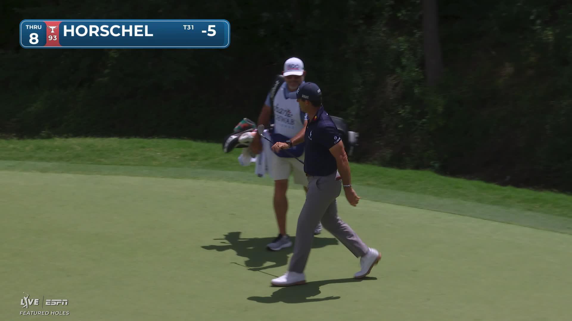 Billy Horschel holes 32-foot shot for birdie on No. 8 at Charles Schwab