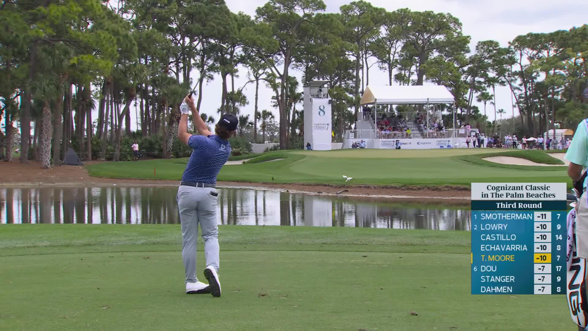 Taylor Moore hits 122-yard approach to 12 feet, sets up birdie on No. 8 at Cognizant Classic