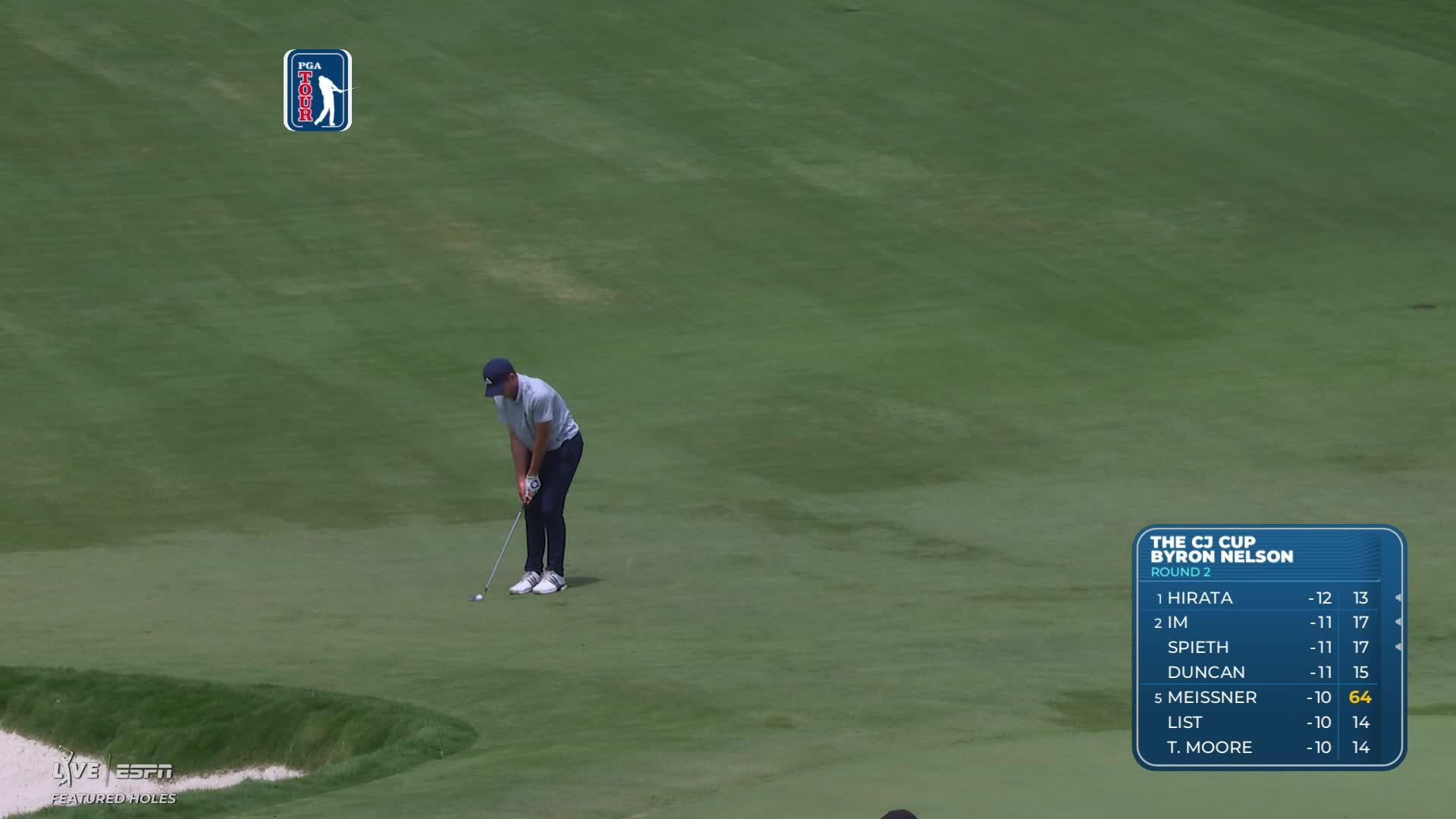 Nick Dunlap sinks 5-foot putt for birdie on No. 14 at THE CJ CUP
