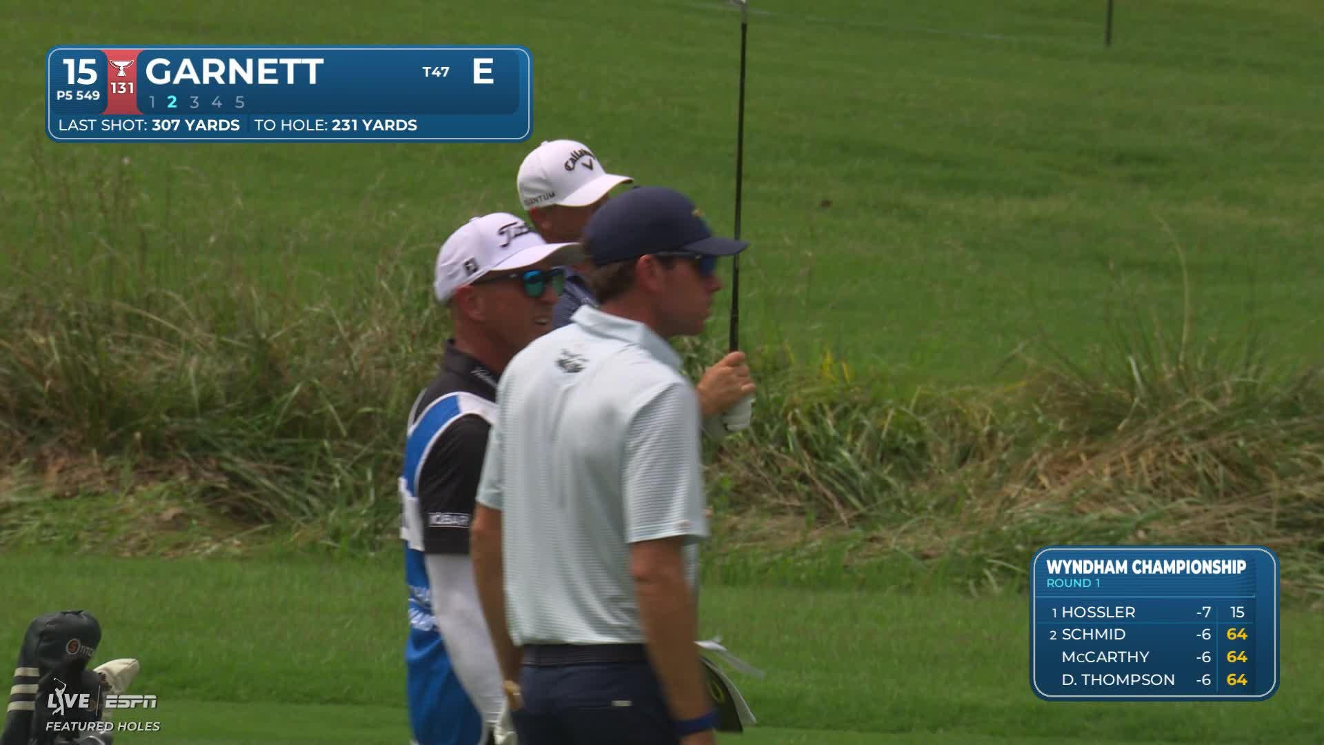 Brice Garnett drains 7-foot putt for birdie on No. 15 at Wyndham