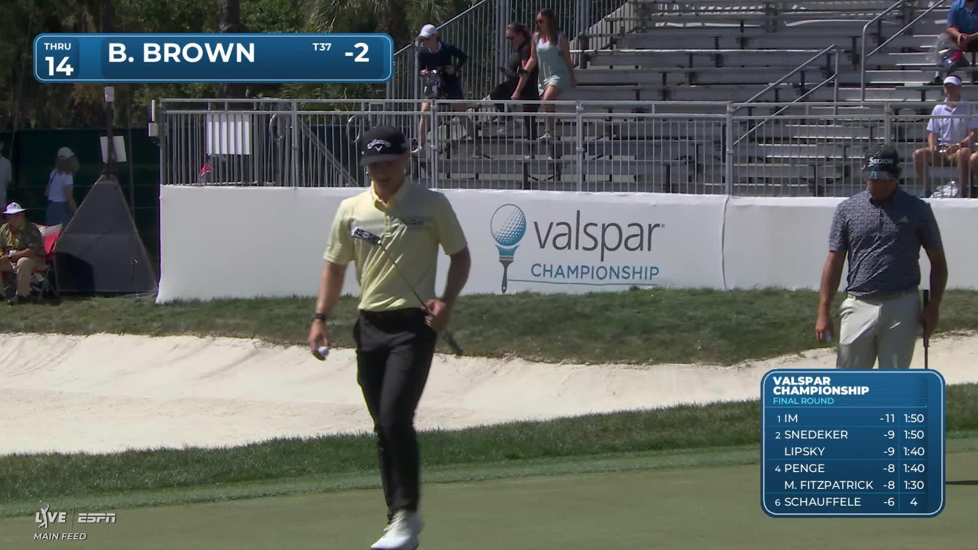 Blades Brown makes birdie on No. 14 at Valspar