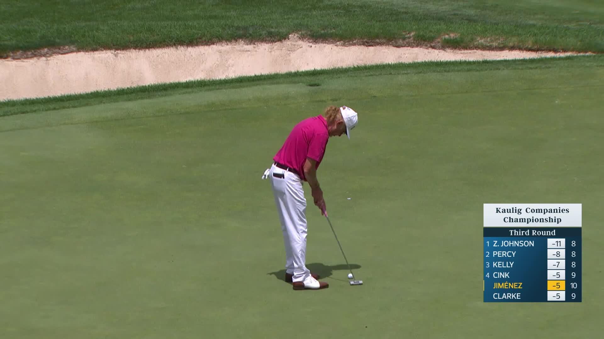 Miguel Angel Jiménez makes birdie on No. 11 at Kaulig Companies Championship