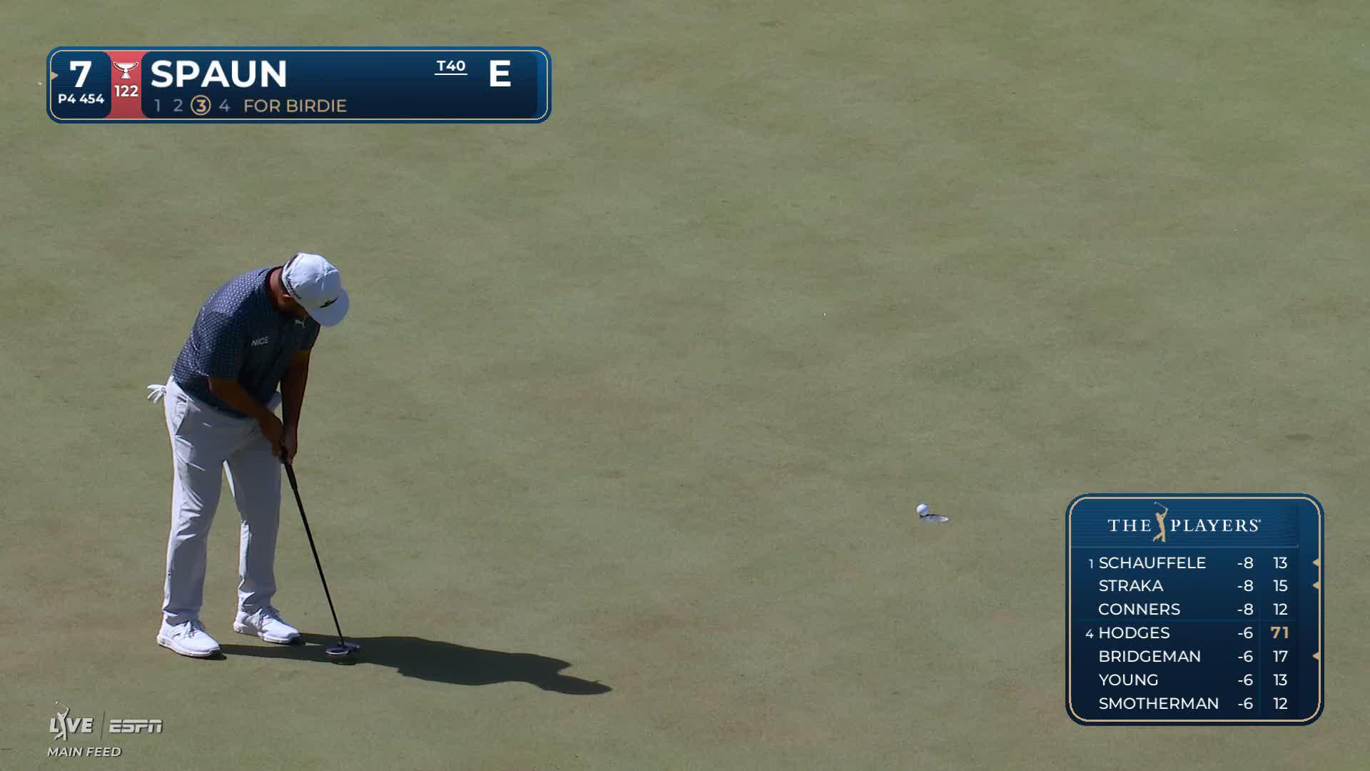 J.J. Spaun sinks 10-foot birdie putt on No. 7 at THE PLAYERS