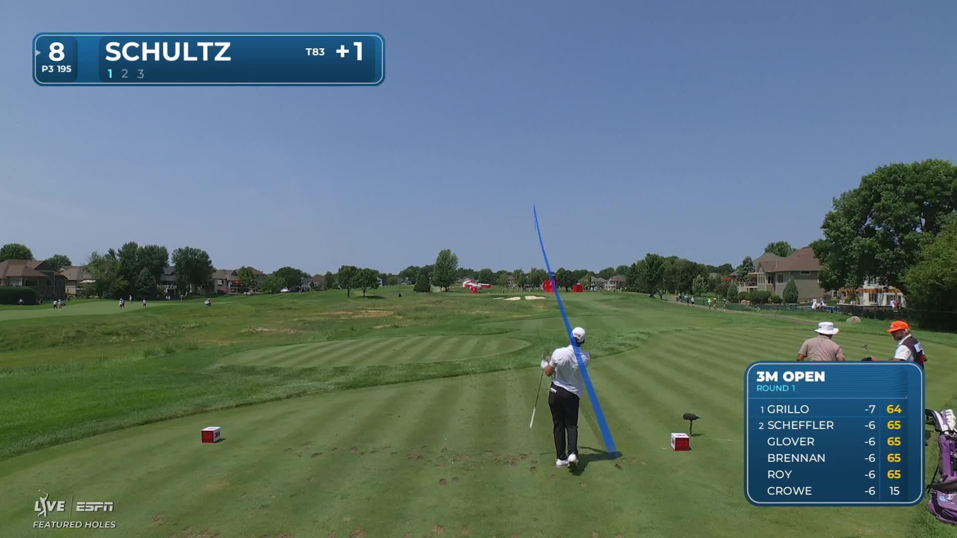 Cooper Schultz hits tee shot to 4 feet, sets up birdie on No. 8 at 3M Open
