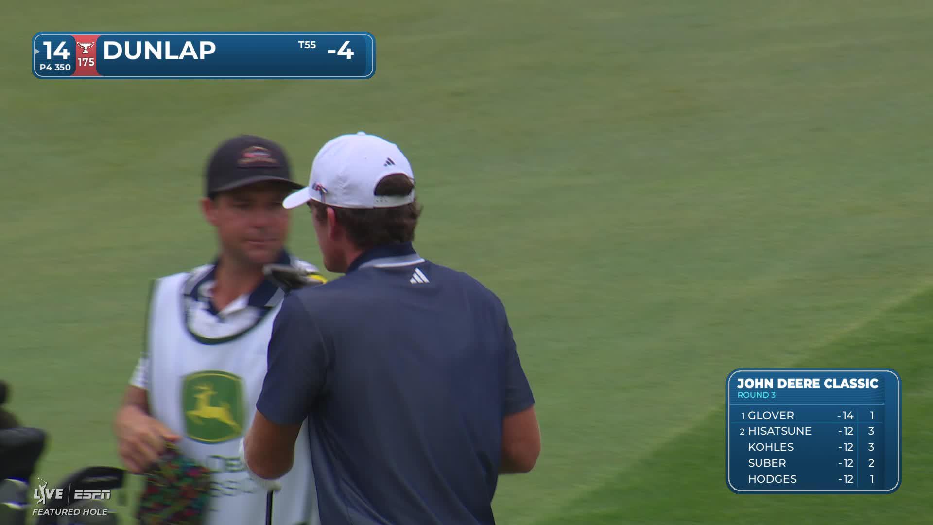 Nick Dunlap sinks 4-foot putt for birdie on No. 14 at John Deere