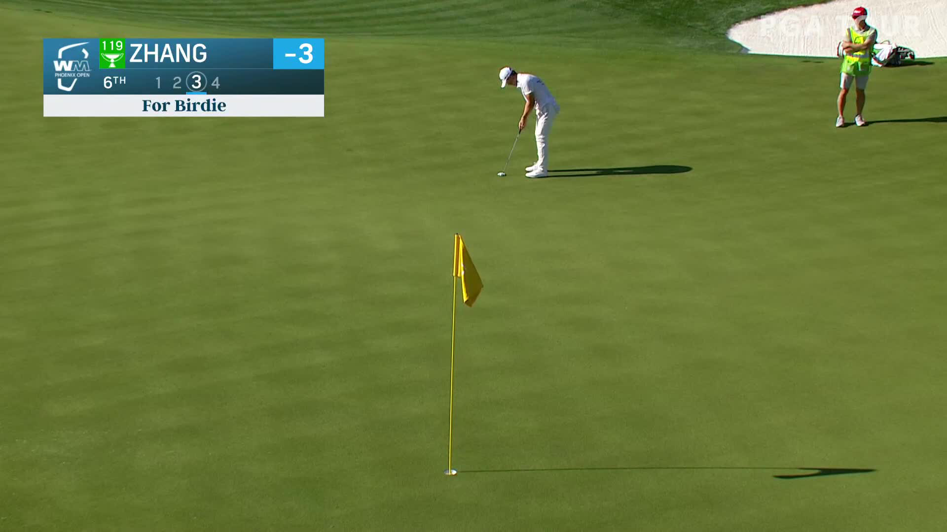 Xinjun Zhang birdies from distance at Waste Management