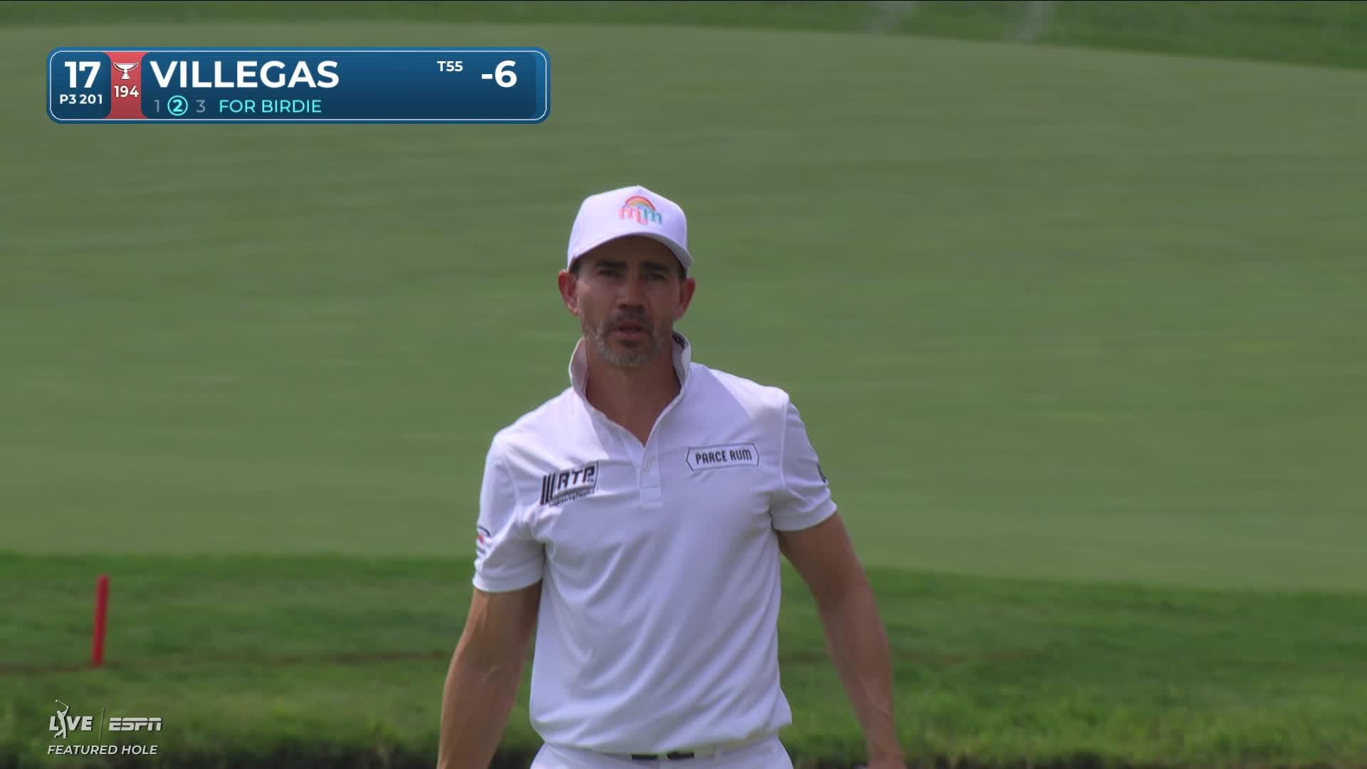 Camilo Villegas sinks 16-foot birdie putt on No. 17 at 3M Open