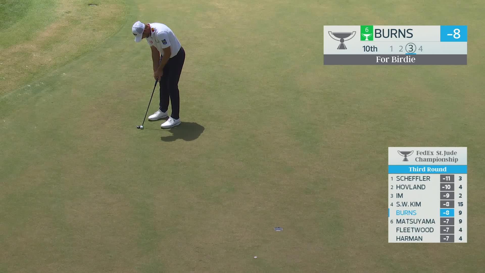 Sam Burns's 161-yard approach sets up birdie on No. 10 at FedEx St. Jude