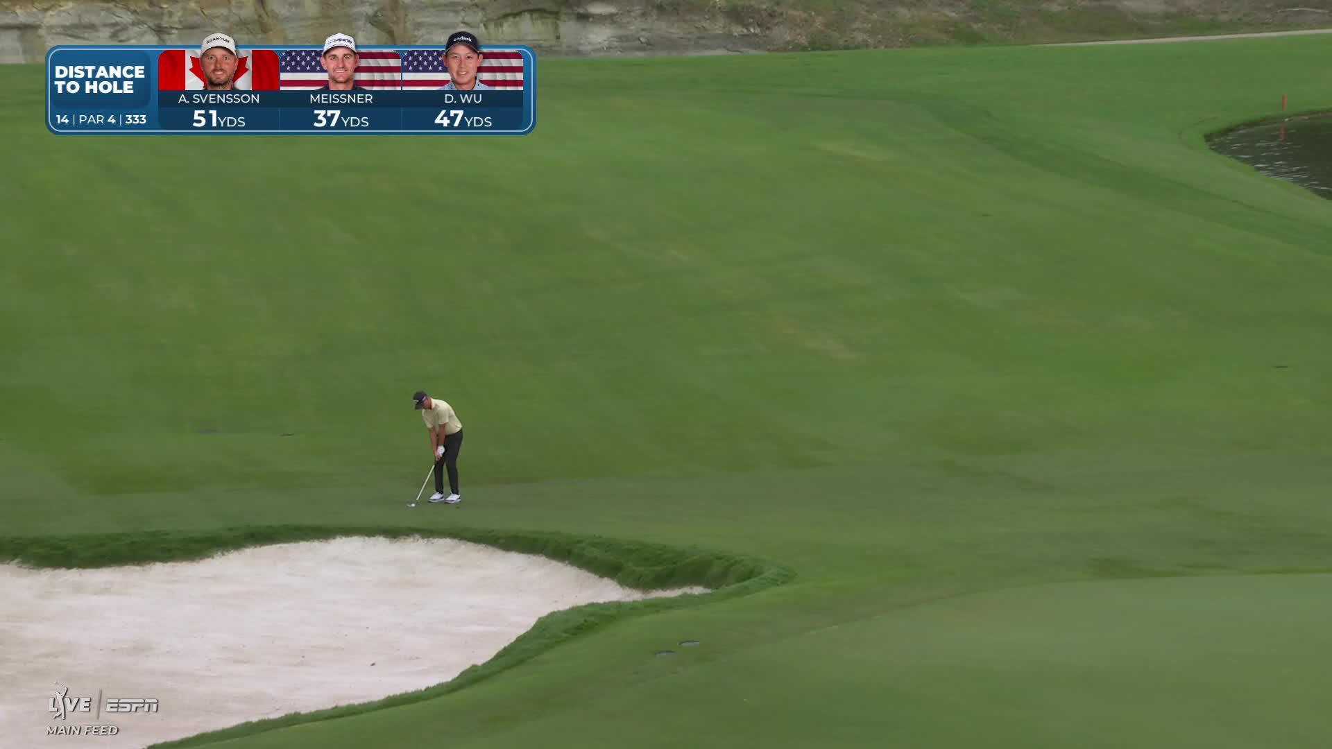 Adam Svensson's 53-yard approach sets up birdie on No. 14 at THE CJ CUP