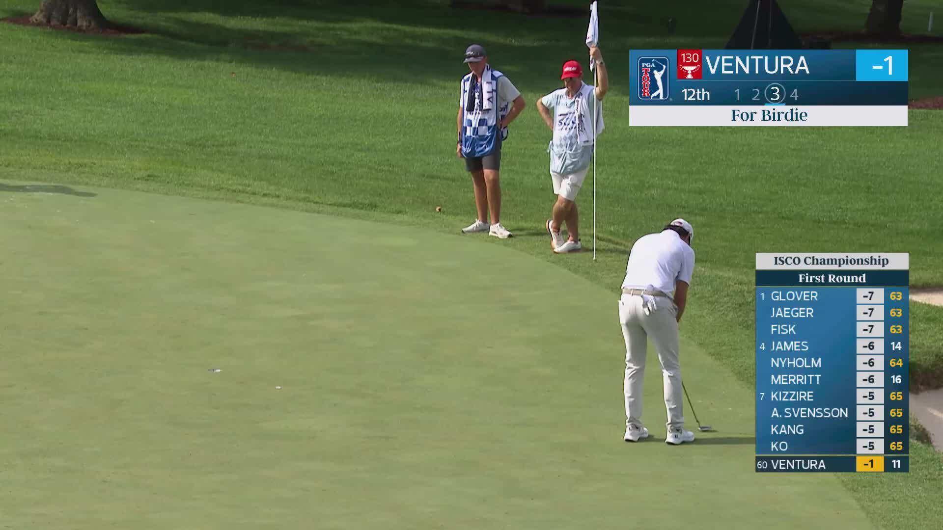 Kristoffer Ventura drains 13-foot putt for birdie on No. 12 at ISCO Championship