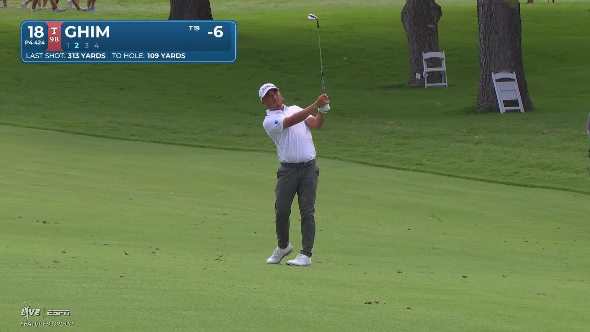 Doug Ghim's 107-yard approach sets up birdie on No. 18 at Charles Schwab